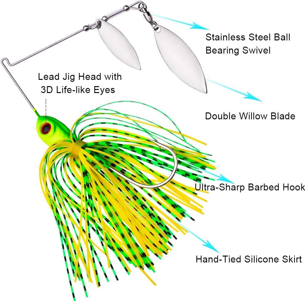 Spinnerbait Bass Fishing Lure，Hard Metal Spinner Bait Kit Jigs Lure for  Bass Pike Trout Salmon Freshwater Saltwater Fishing