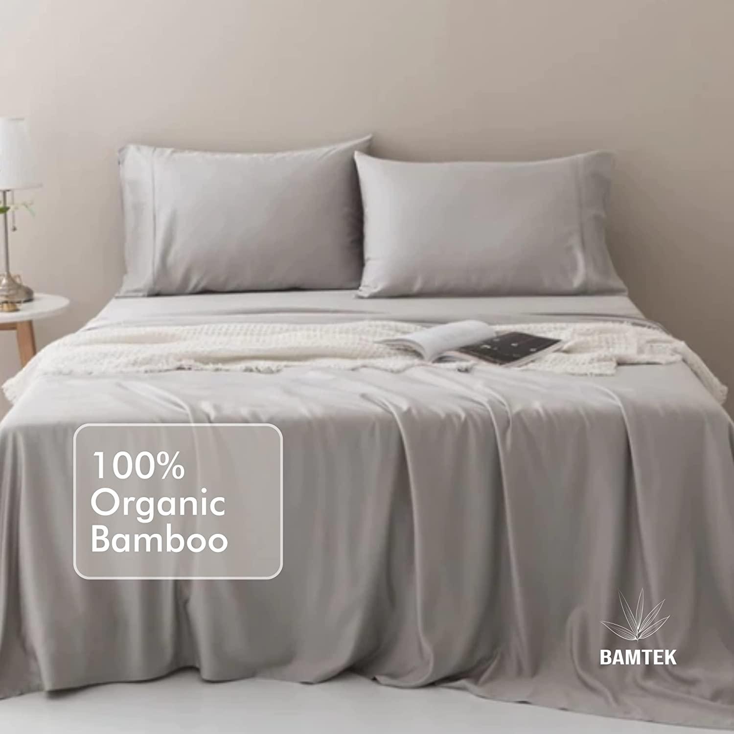 Bamtek 100% Bamboo Sheets Queen Size Bed Soft Luxury Bed Sheets