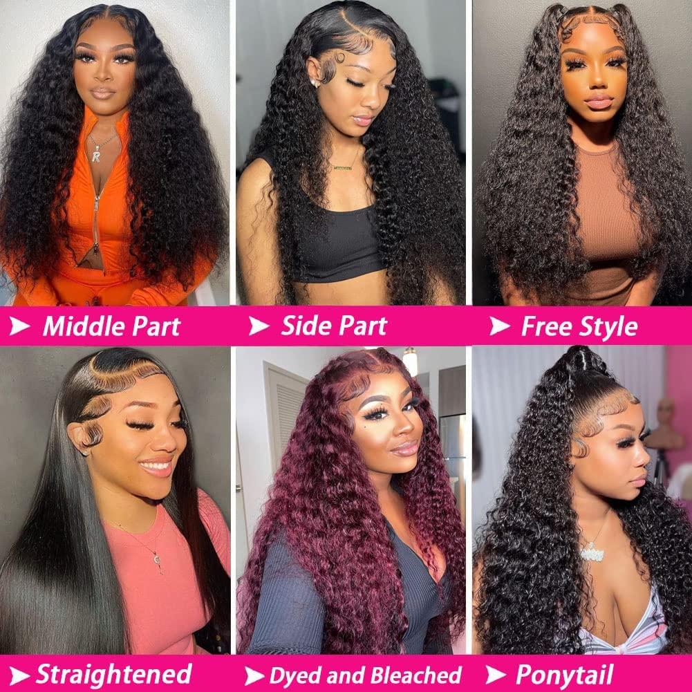 Water Wave Lace Front Wigs Human Hair wigs for Black Women 26 Inch 13x4  Glueless Lace Frontal Wigs Human Hair HD Lace Pre Plucked deep wave Lace  Front Wigs Human Hair Wet