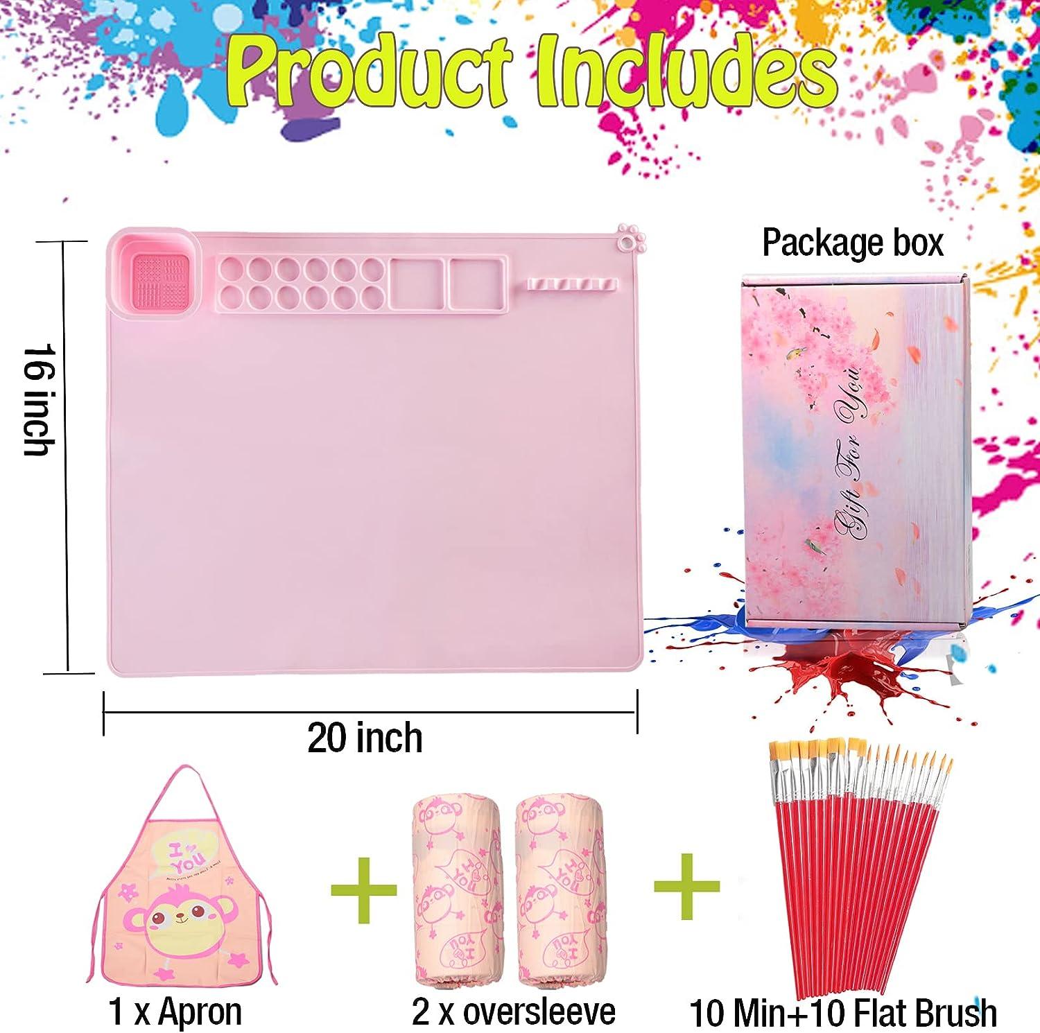 Silicone Art Mats for Kids, Silicone Craft Mat with Lip to Keep Clean,  24×16 M