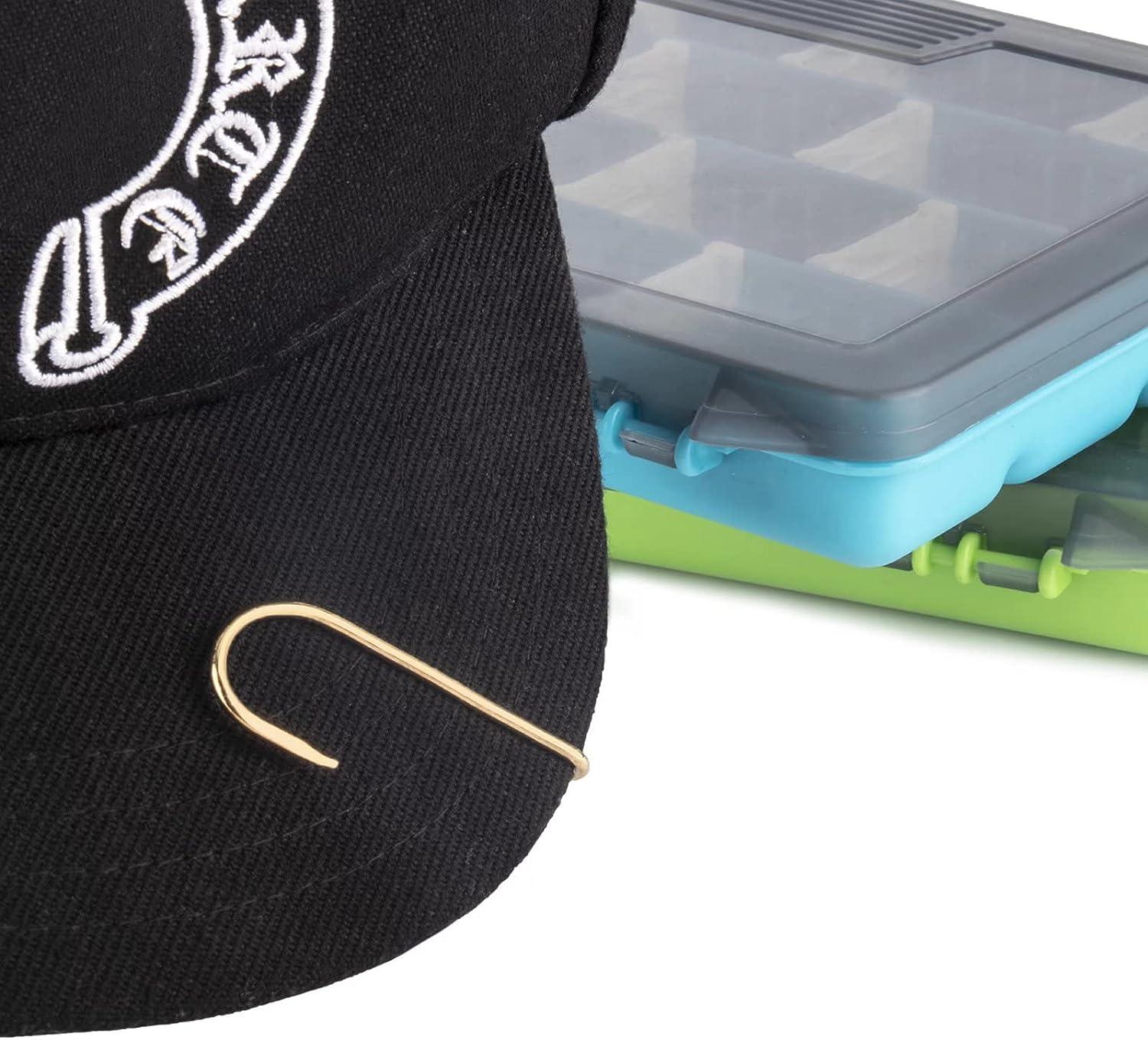THKFISH Fishing Hooks Hat Pins for Fishing Hat Hook Clip Gold Fish