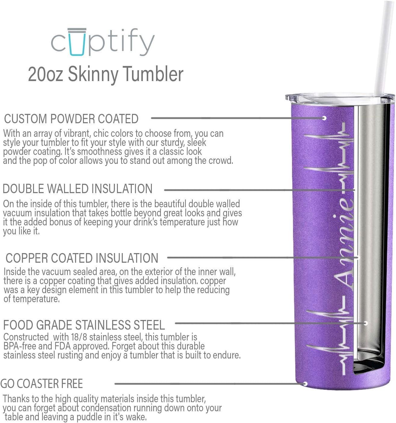 20 oz Personalized Stainless Steel Skinny Tumbler With Lid and
