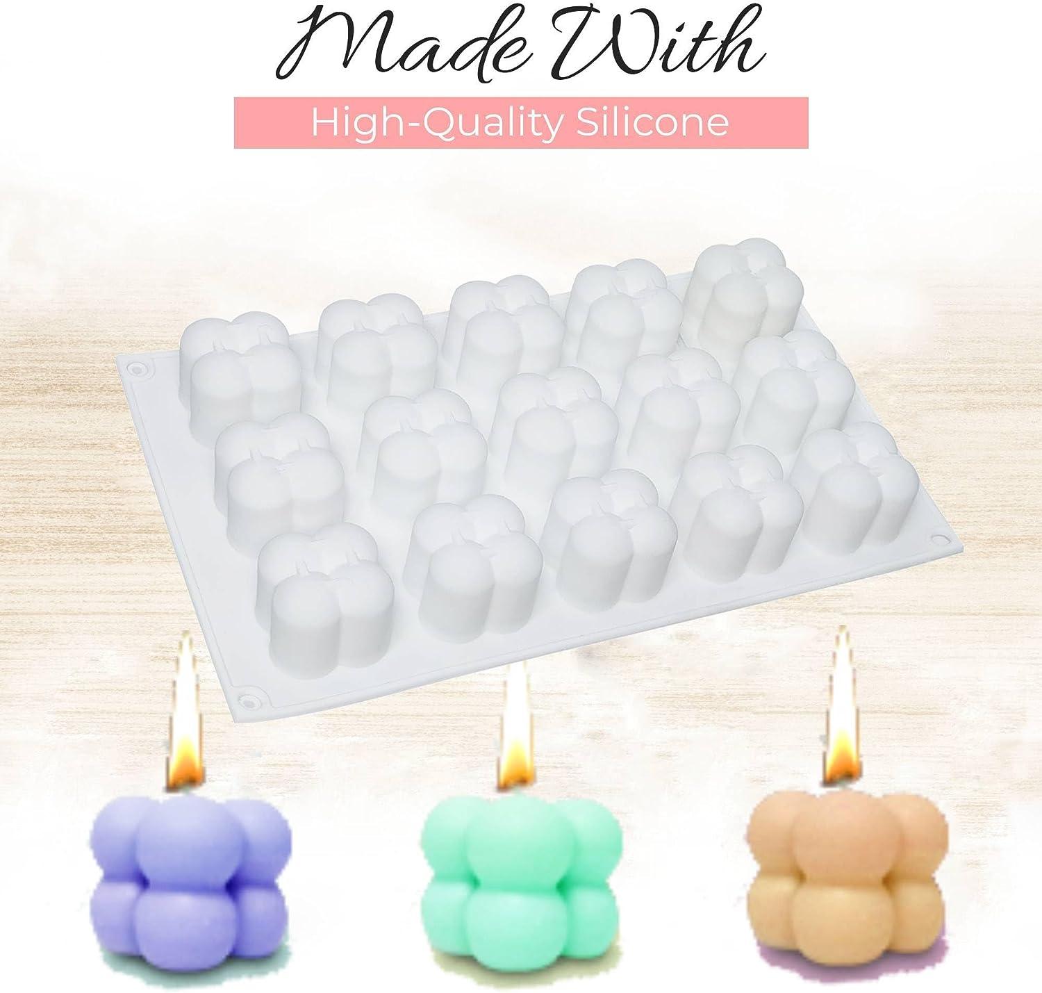 15 Cavity Bubble Candle Mold, Very Cute Silicone Mold with 3 Meter Wick  Roll Included for Candle Making, Soap Mold for Soap Making