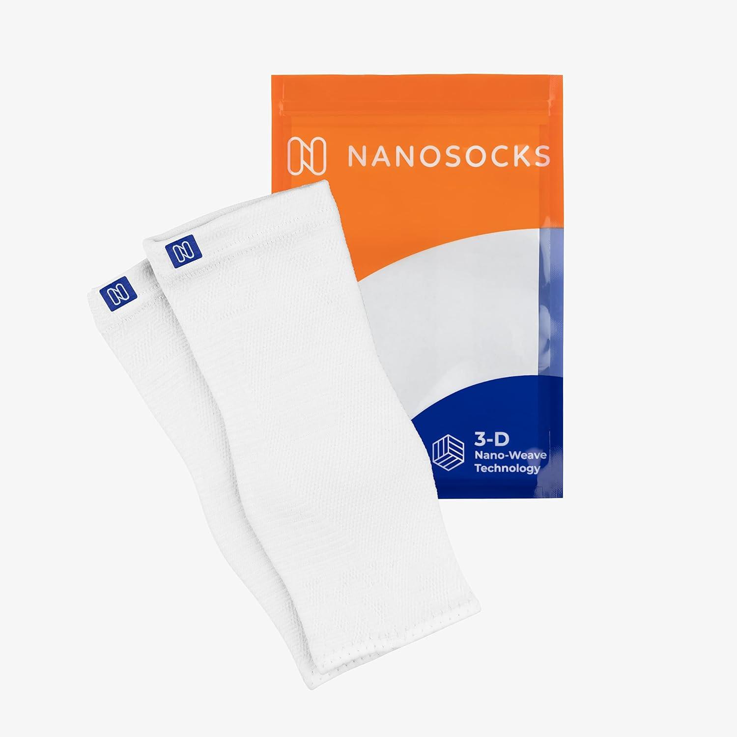 NanoSocks Compression Socks 6 Pack Pair Pair 3 (Large Bundle Black 3 - White) Toeless 