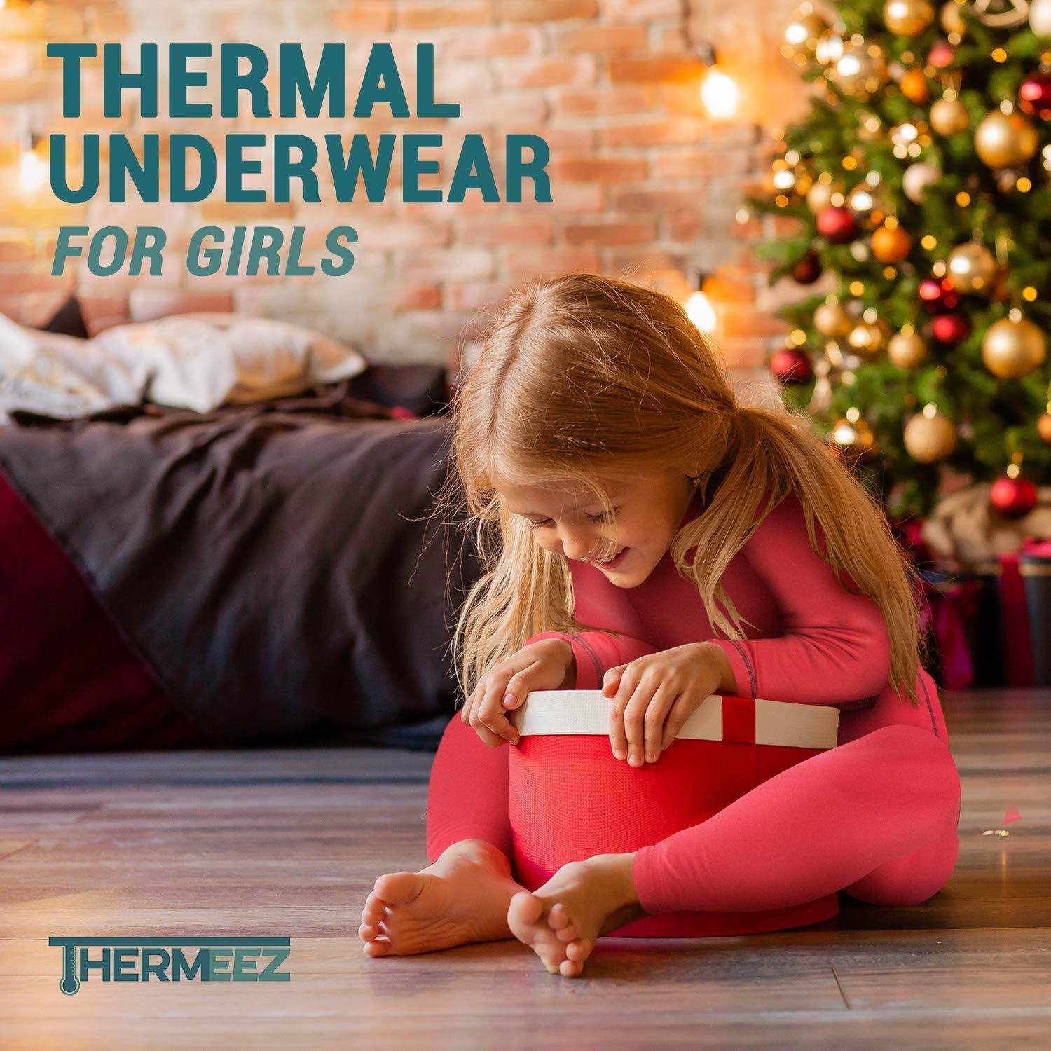 Buy Thermal Underwear for Girls (Thermal Long Johns) Sleeve Shirt & Pants  Set, Base Layer w/Leggings Bottoms Ski/Extreme Cold Black XS at
