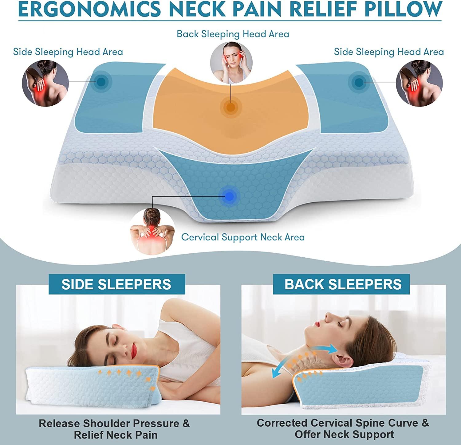 Contour Memory Foam Pillow With Cover Orthopaedic Head Neck Back