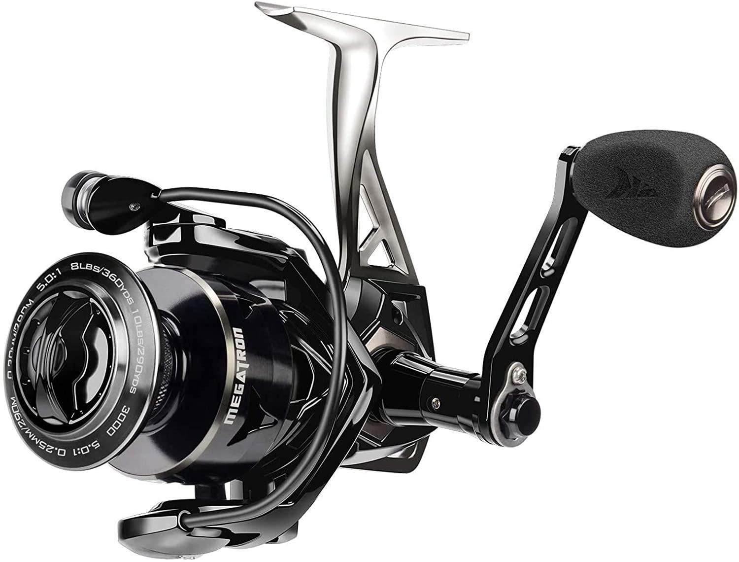 KastKing Megatron Spinning Reel, Freshwater and Saltwater Spinning Fishing  Reel, Rigid Aluminum Frame 7+1 Double-Shielded Stainless-Steel BB, Over 30  lbs. Carbon Drag, CNC Aluminum Spool & Handle 3000