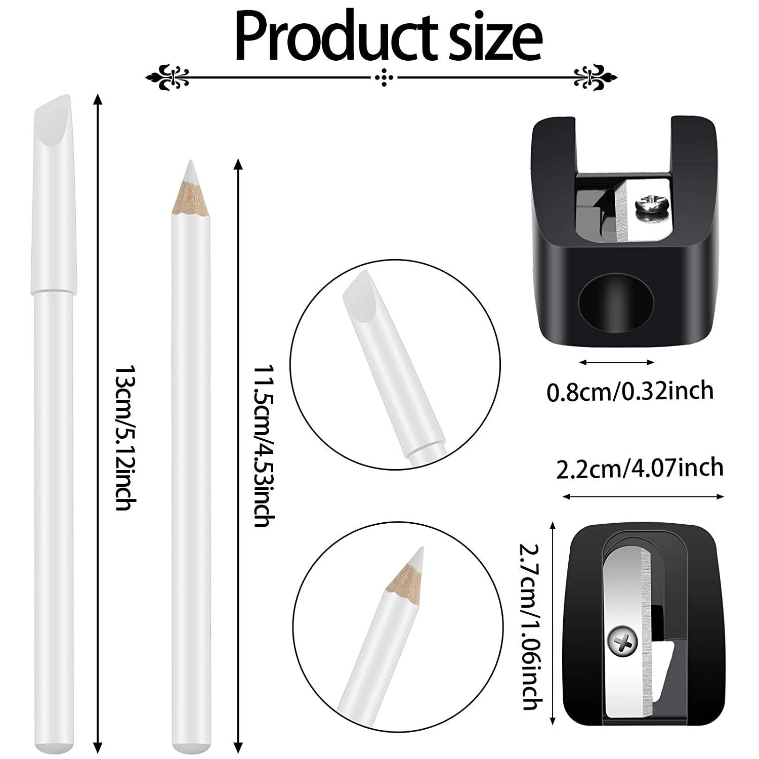 2 Pieces White Nail Pencil and Pencil Sharpener Set, 2 In1 Nail Whitening Pencils  Under Nail French Fingernail Pencils with Cuticle Pusher and Handheld Pencil  Sharpener for DIY Art Manicure Supplies