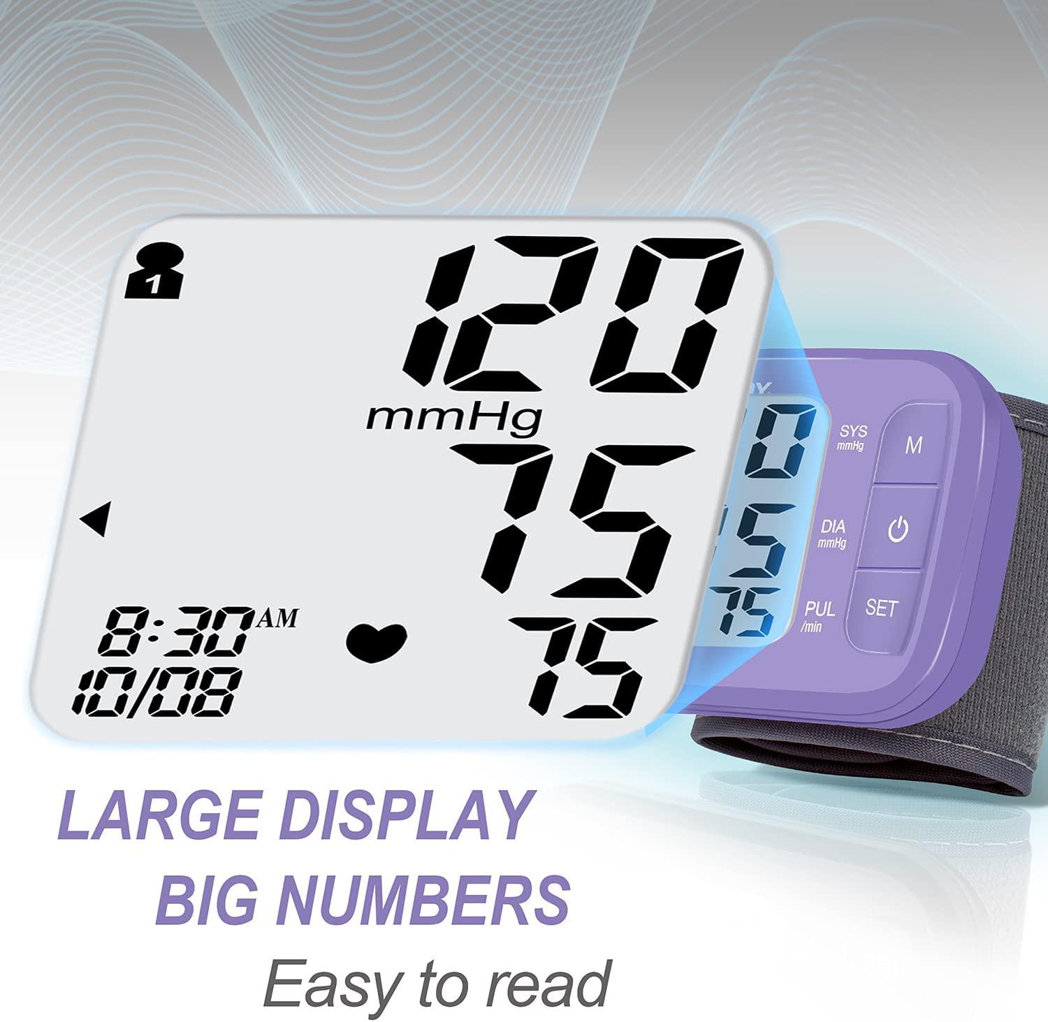 Blood Pressure Monitor BP Machine Upper Arm Large Backlit Screen Big  Numbers Easy to Read & Adjustable Cuff & Storage Bag