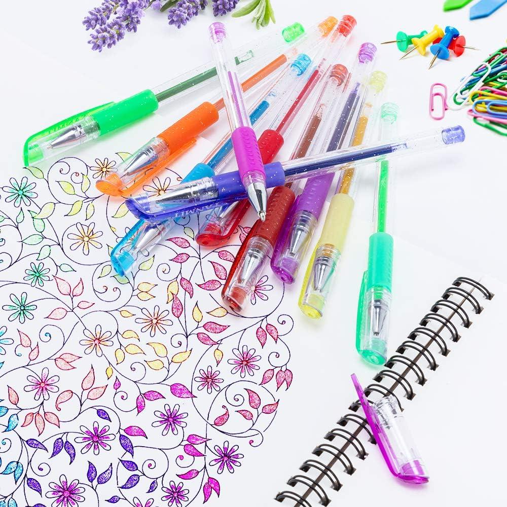 Gel Pens 36 Multicoloured Colors - Colored Pens for Adult Coloring
