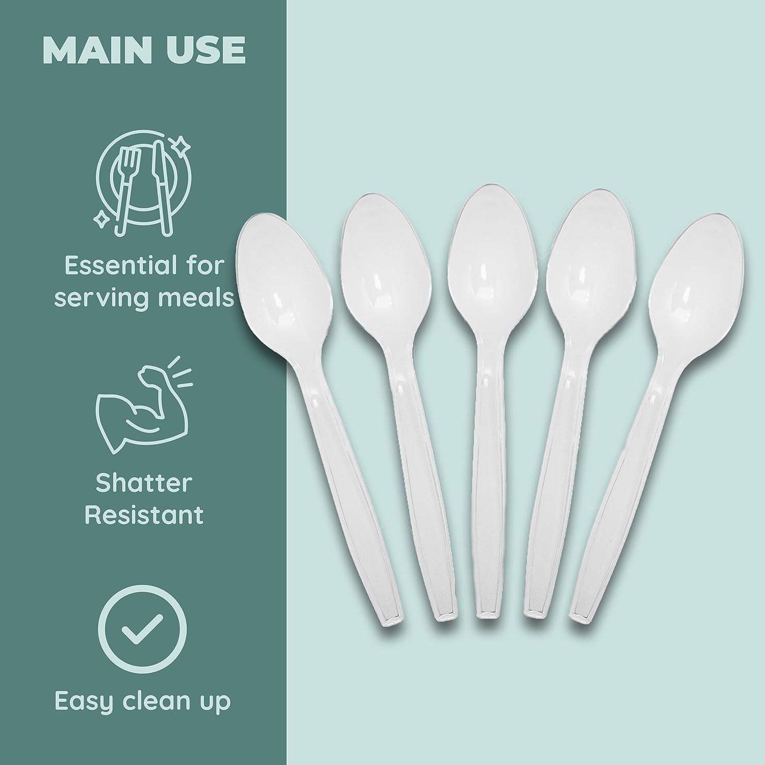 Clear Plastic Spoons, 100 Count: Heavy Duty and Disposable
