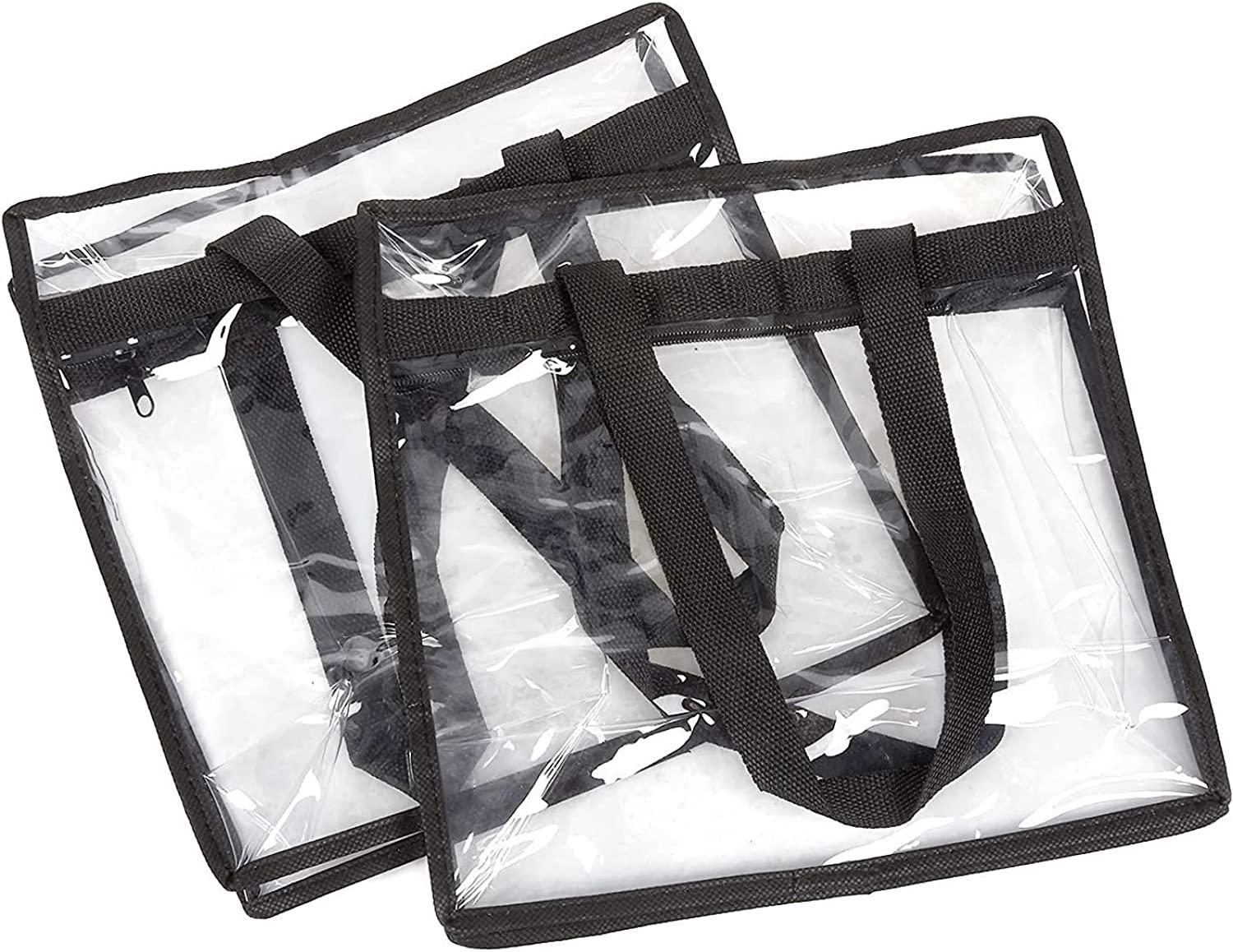 2 Pack Stadium Approved Clear Tote Bags, 12x6x12 Large Plastic Beach Bags  with Handles 