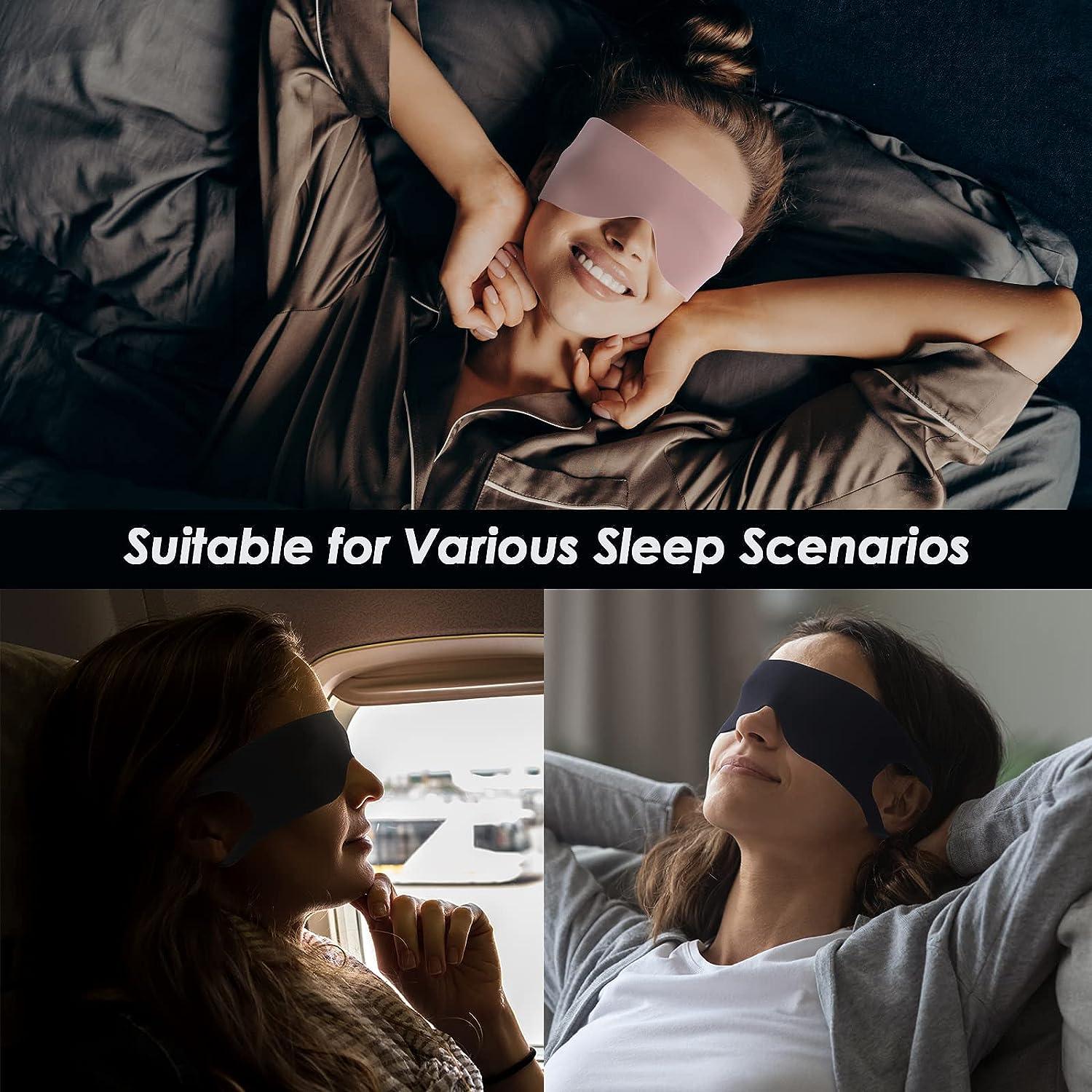  FRESHME Zero Pressure Sleep Mask - Lightweight Breathable  Blockout Eye Mask for Sleeping with Ear Hanging Elastic Strap for All Sleep  Positions Men Women Soft and Comfortable Black Eye Blinder Travel 