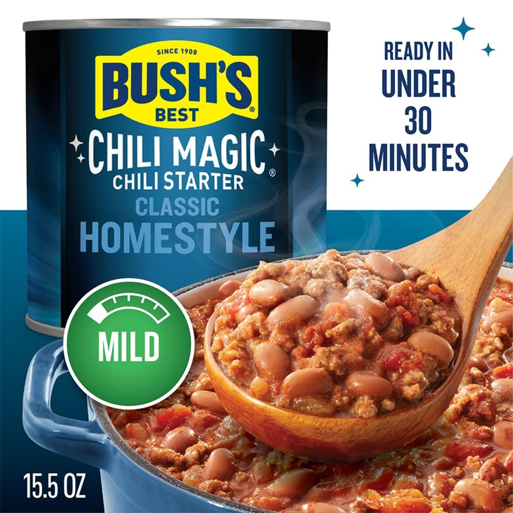 BUSH'S BEST Canned Chili Magic Chili Beans Starter Traditional Recipe (Pack  of 12), Source of Plant Based Protein and Fiber, Low Fat, Gluten Free