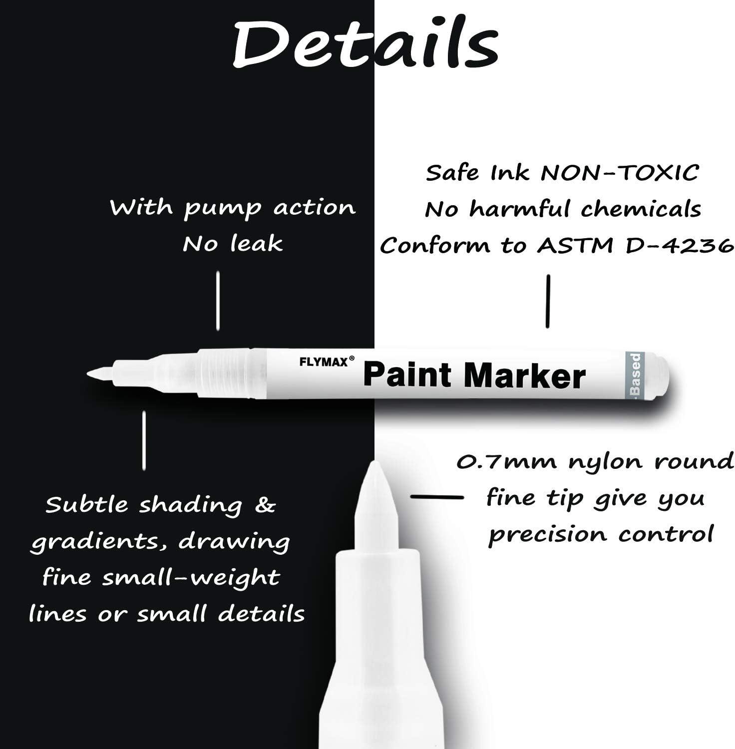 Acrylic Paint ,6 Pack Black White Paint Markers, Paint For Rock
