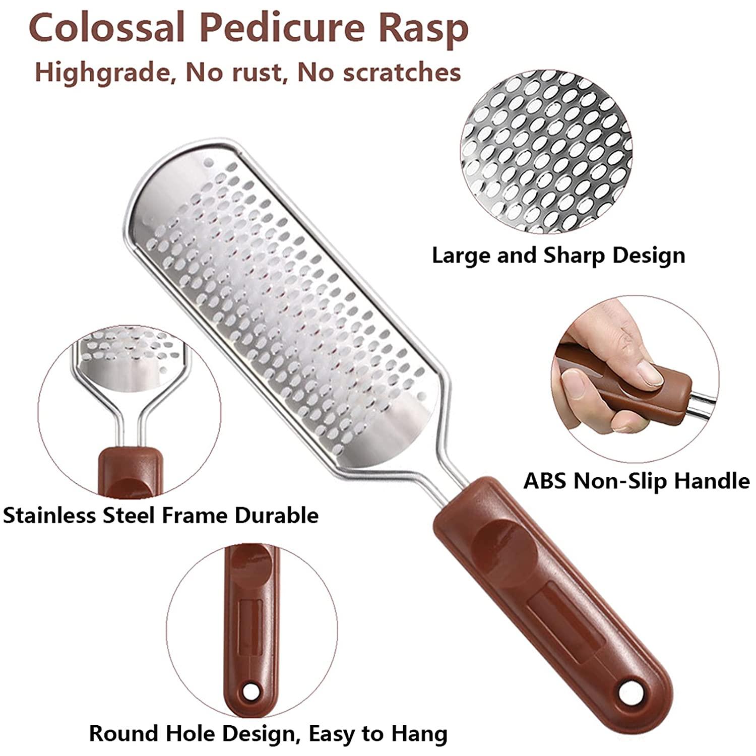 Colossal Foot Rasp & Wood Handle Callus Shaver (10 Replacement & 1 Foot File  Heads), Pedicure Foot File Kit, Heel Scraper For Feet, Foot File Callus  Remover