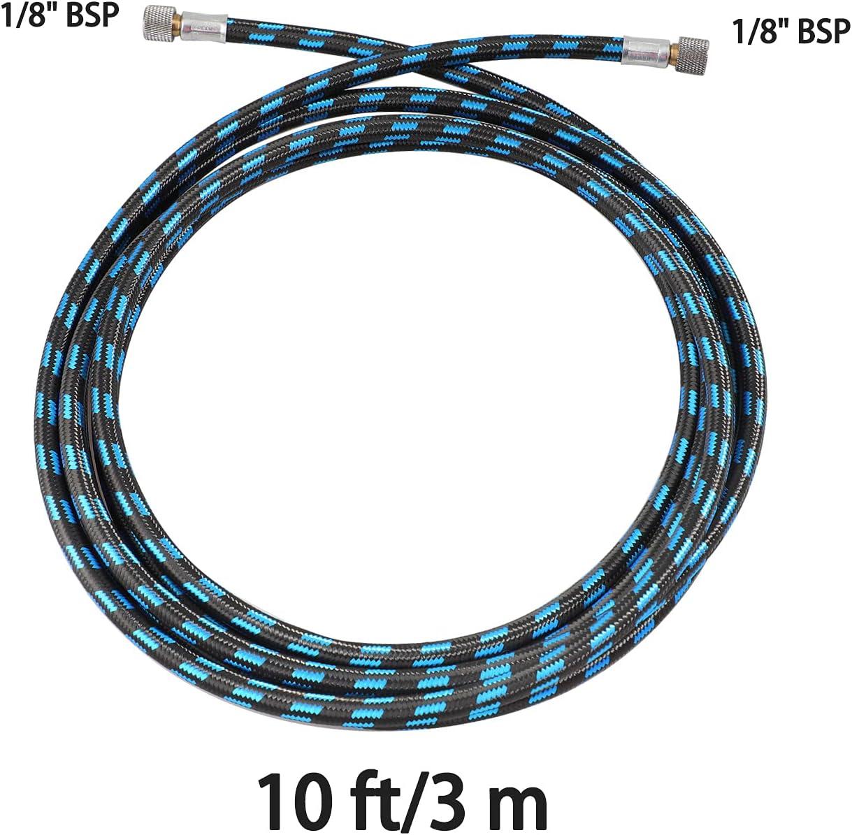 Master Airbrush Premium 10 Foot Nylon Braided Airbrush Hose with Standard 1/8 Size Fittings on Both Ends (Hose Color May Vary)