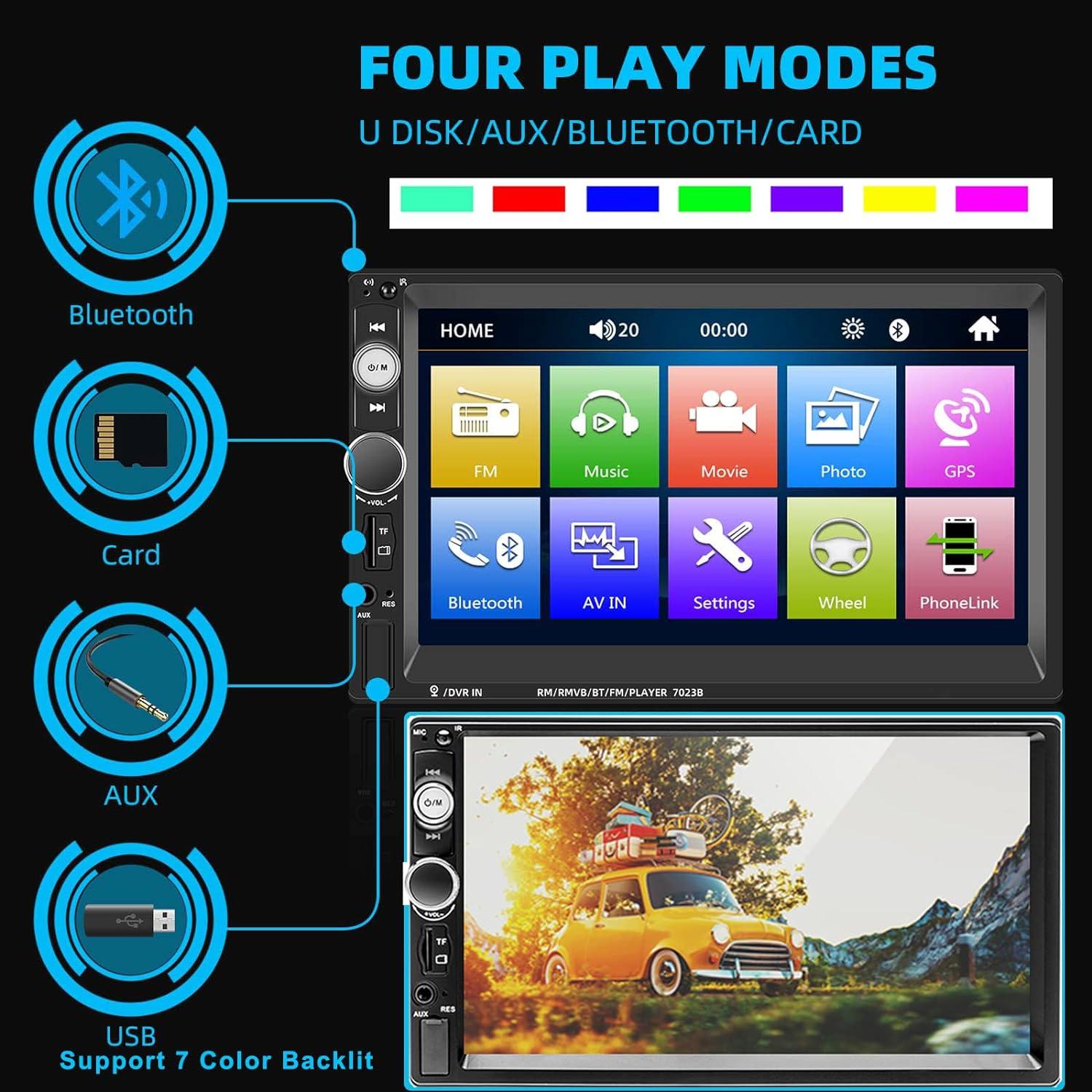 UNITOPSCI Double Din Car Stereo 7 Inch Touch Screen Car Audio