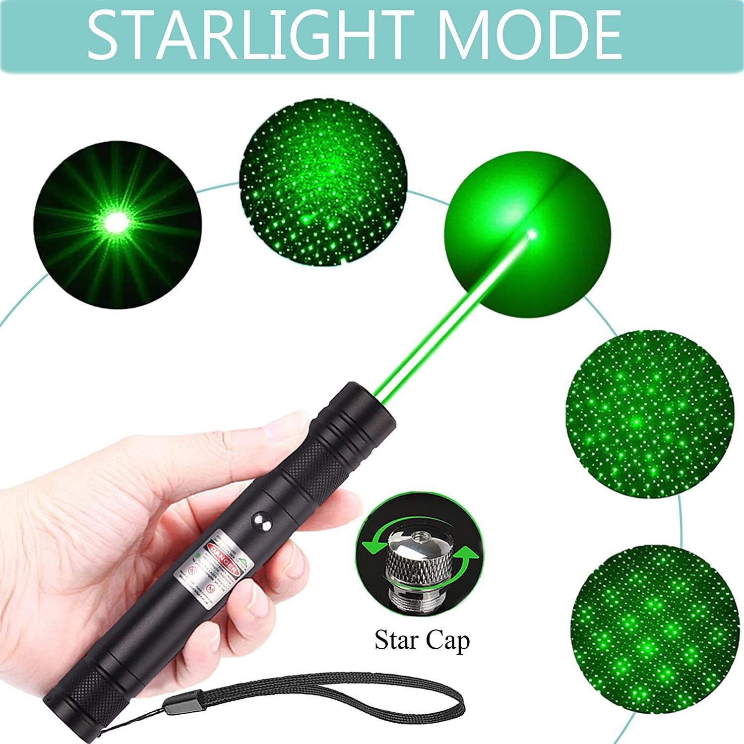 Green Laser Pointer, Long Range 20000 Feet Green Laser Pointer High Power  with Star Cap for Night Astronomy Outdoor Camping Hunting