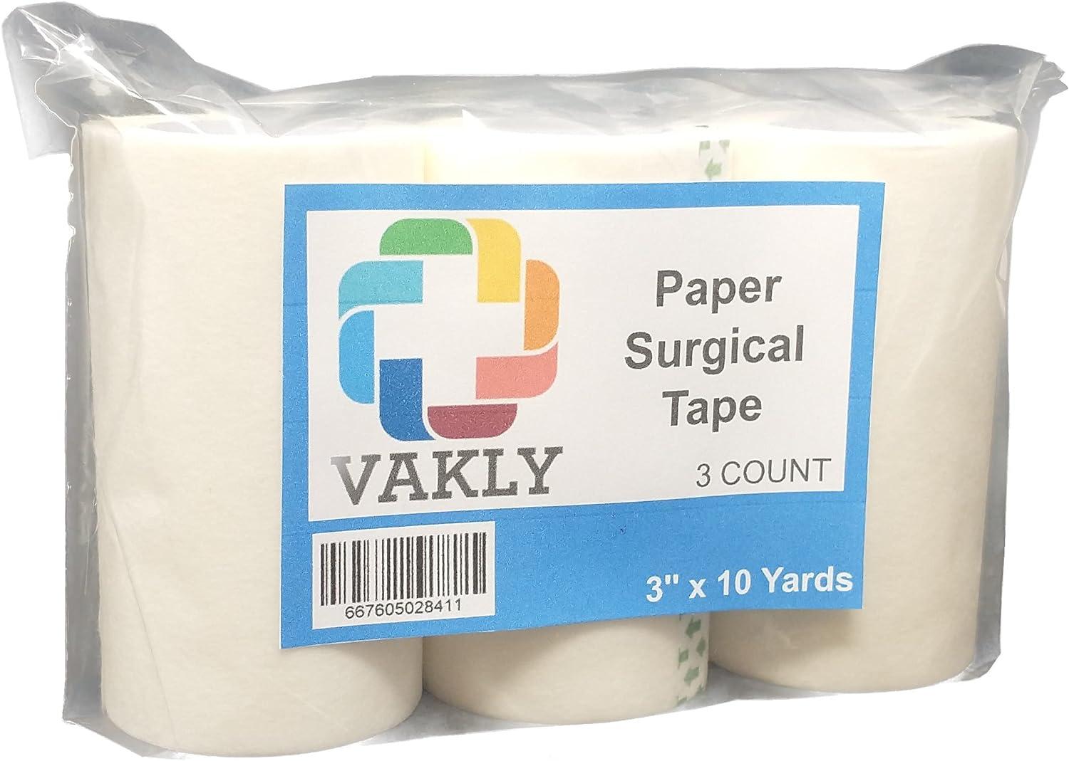 Vakly Paper Medical First Aid Surgical Tape 1 x 10 Yards [Pack of 6 Rolls] Lightweight Breathable Microporous Self Adhesive Latex Free Hypoallergenic