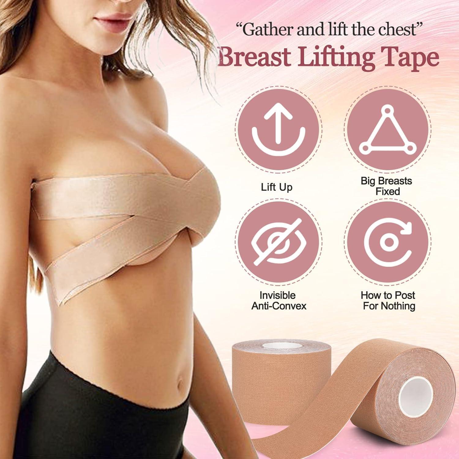 Breast Lift Tape: 5m Hypoallergenic, Waterproof, and Breathable Cotton for  Large Breasts