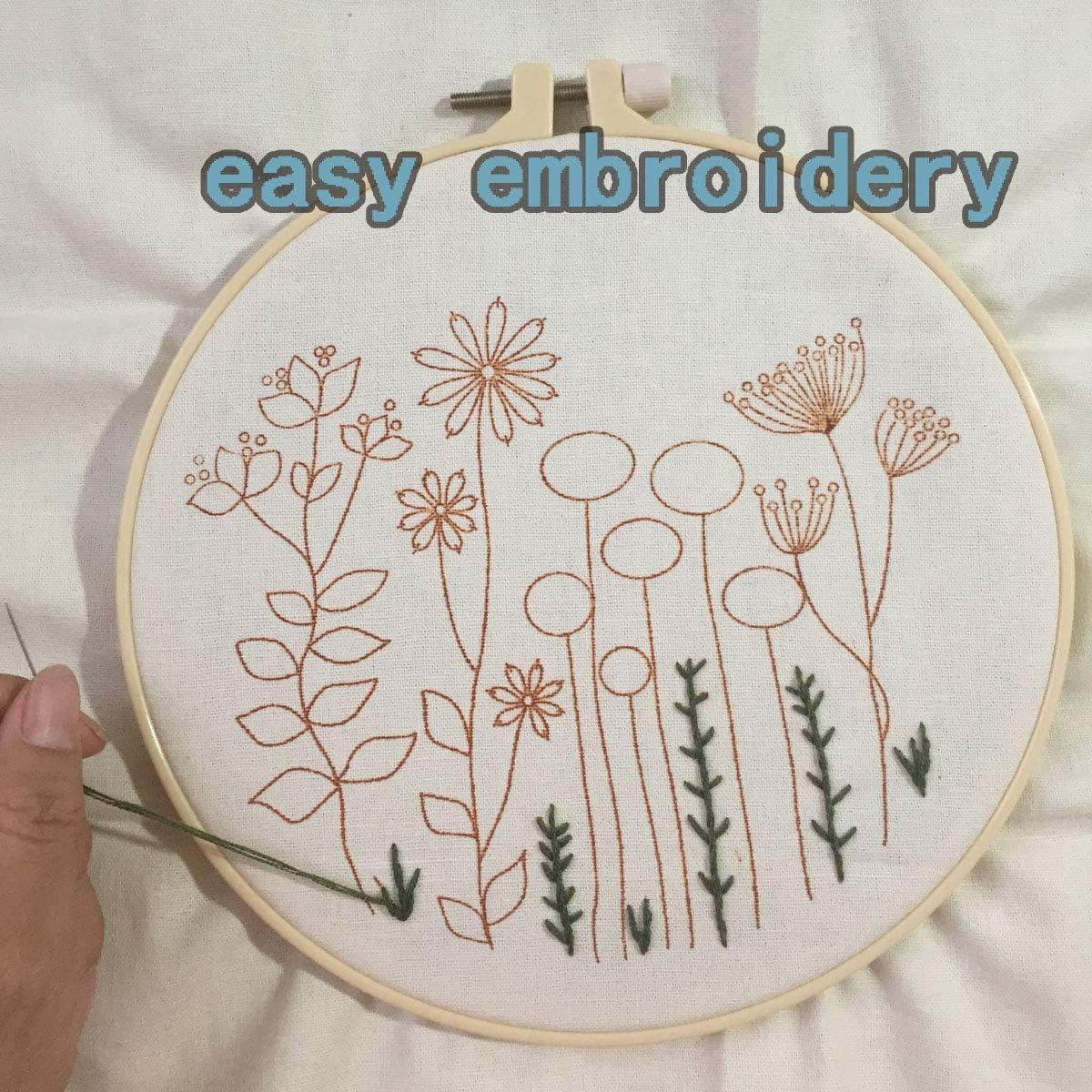 3pcs Embroidery Kits for Beginners,Include Embroidery Clothes with