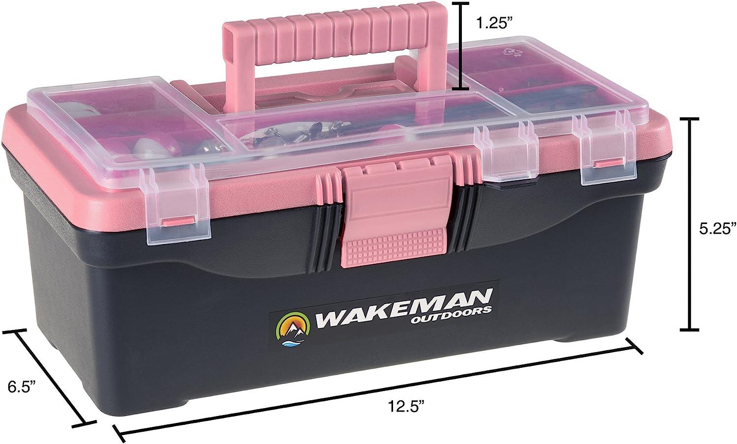 Pink Fishing 55 Piece Tackle Gear Kit Single Tray Incl Hooks