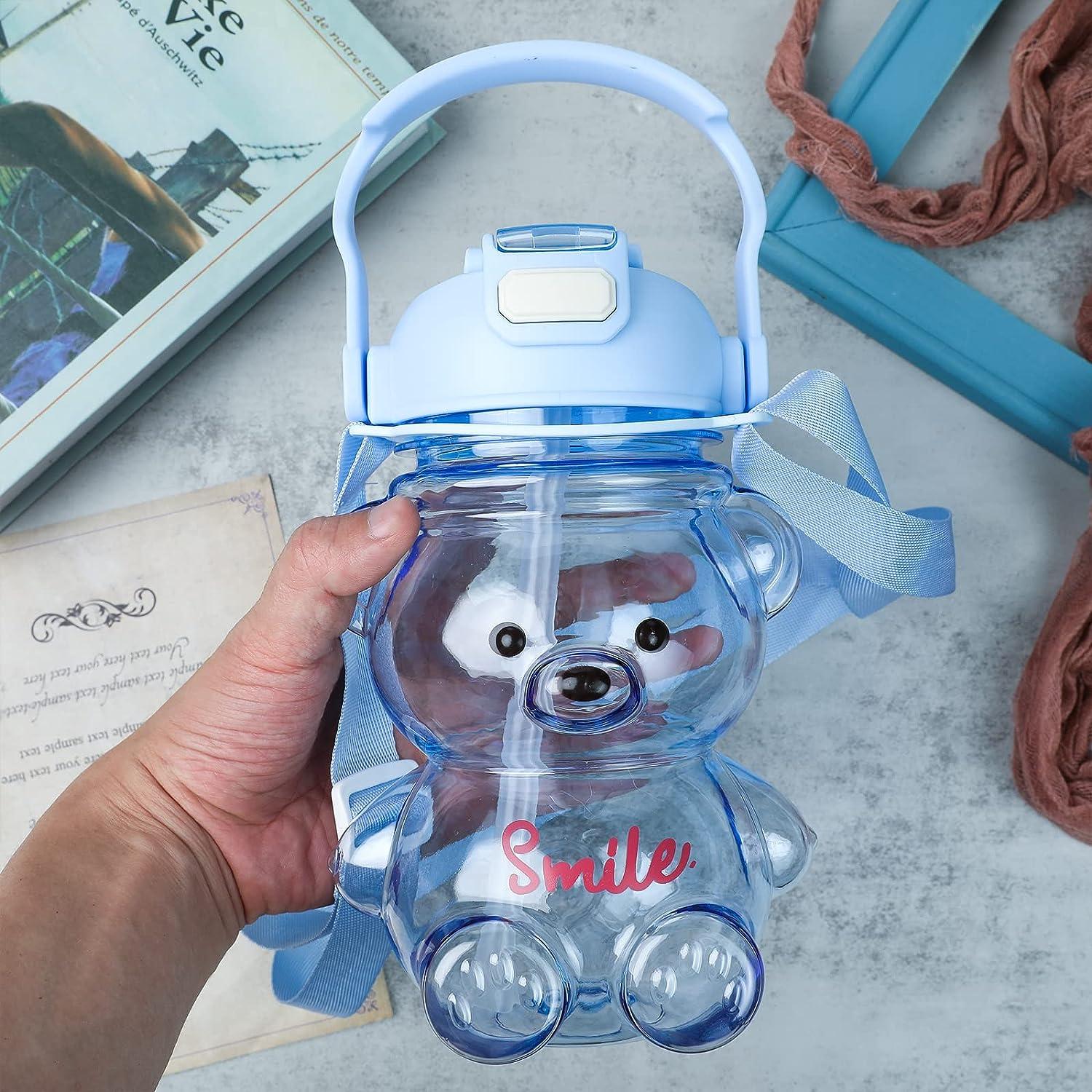 1pc Portable Water Bottle With Lanyard, Cute Cartoon Bear Shaped Random  Color Drinking Bottle For Child