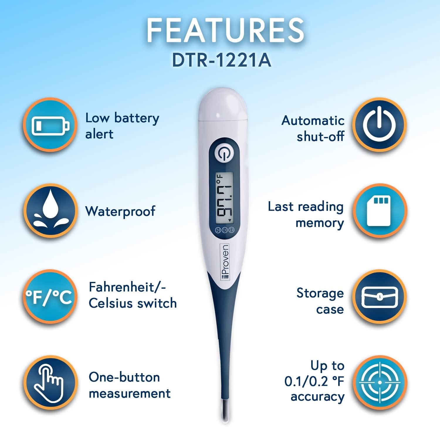 2 Pack iProven Digital Thermometer Oral DTR-1221A F° and C° High Temp Alarm