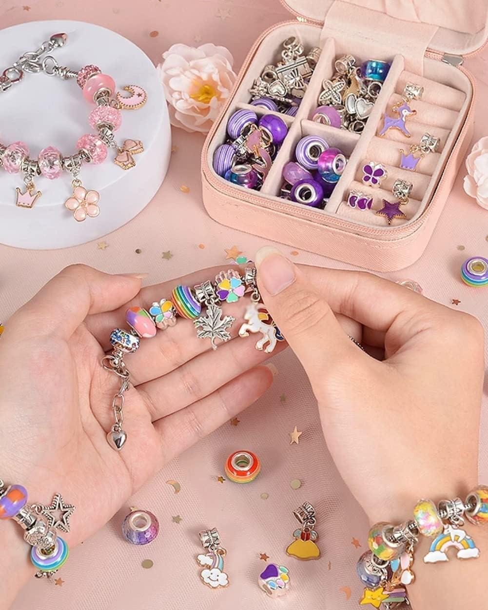 Charm Bracelet Making Kit For Girls Beaded Bracelet Set With Storage Box  For Girls Beads Bangle