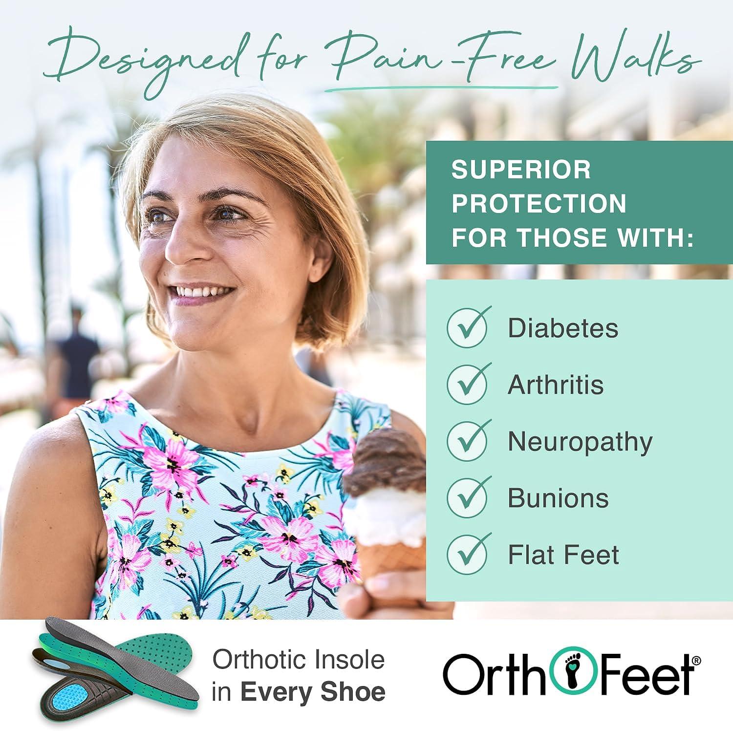 Orthofeet - INNOVATIVE ORTHO-CUSHION(TM) SYSTEM All Orthofeet shoes feature  an innovative cushioning system along with medical grade orthotic support  that offer unsurpassed comfort and foot pain relief. Browse Orthofeet shoe  styles and