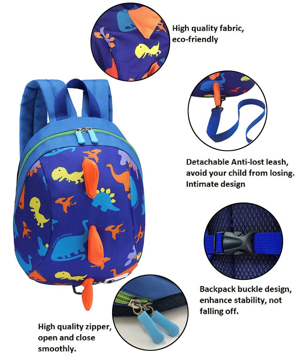 DB Dinosaur Toddler Mini Backpack with Leash, Children Kids Baby Harness  Bookbag (Deep Blue)