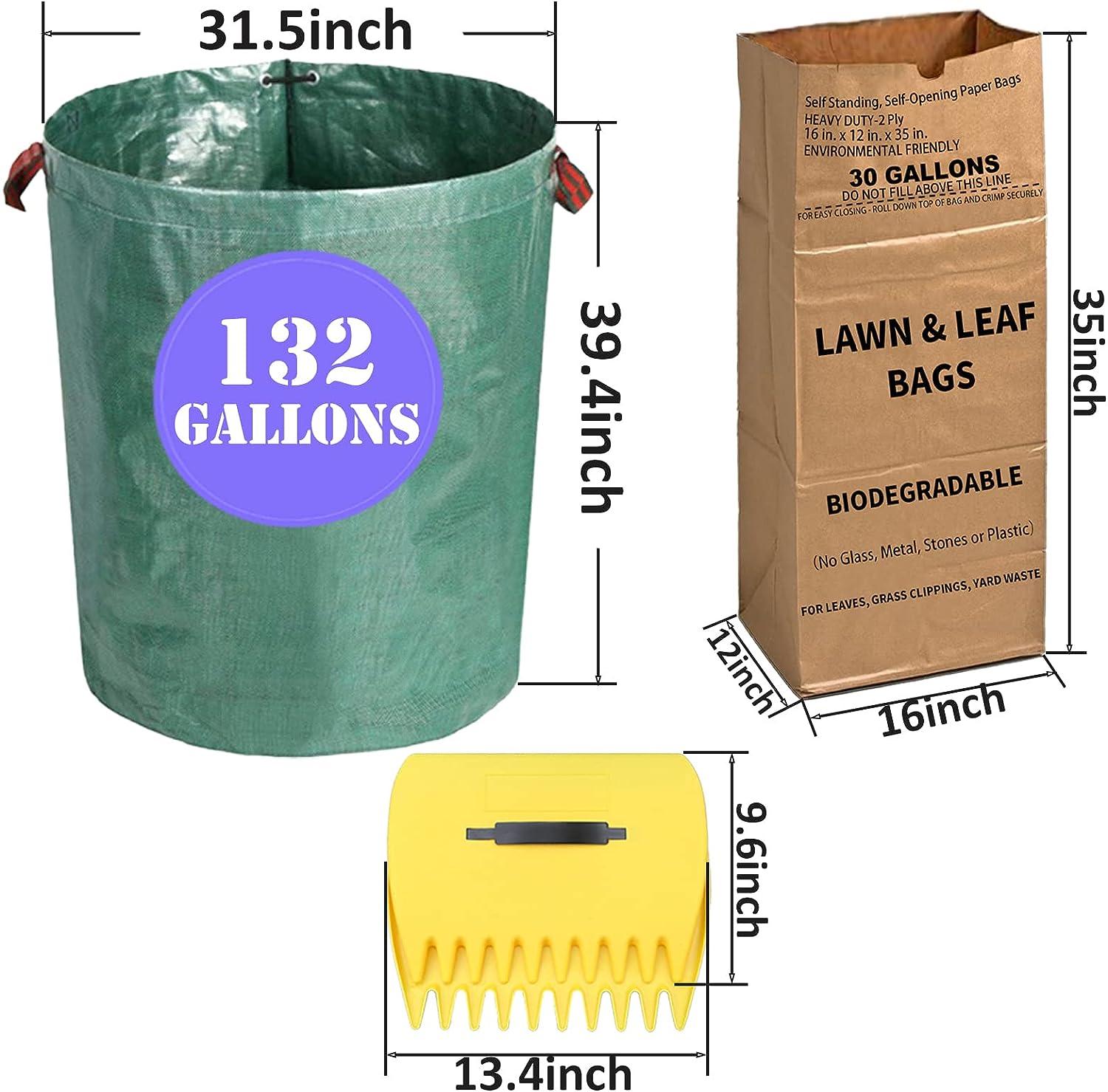 Leaf Bags, 2-Pack 132 Gallon Large Heavy Duty Reusable Yard Waste