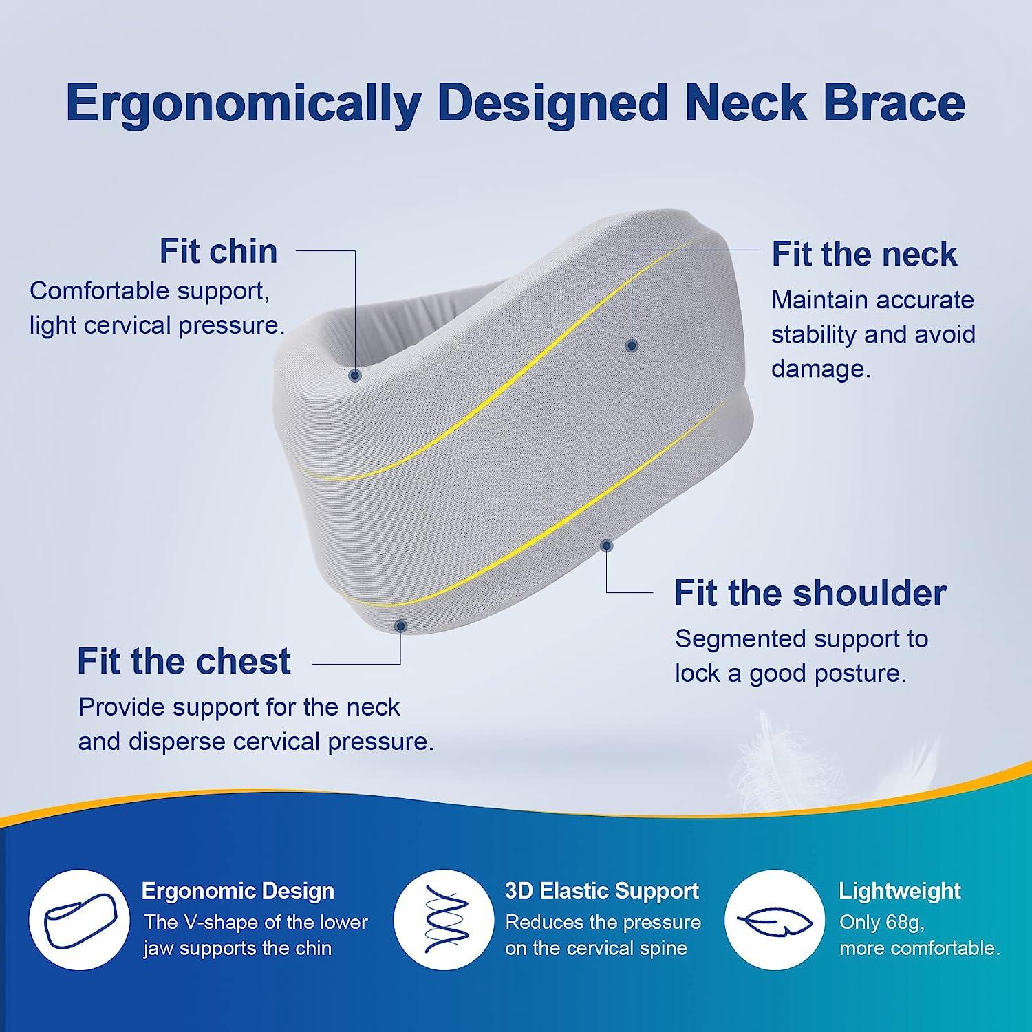 Neck Brace for Neck Pain and Support, Soft Foam Neck Cervical Collar for  Sleeping, Vertebrae Whiplash Wrap Aligns & Stabilizes, Relieves Neck Pain