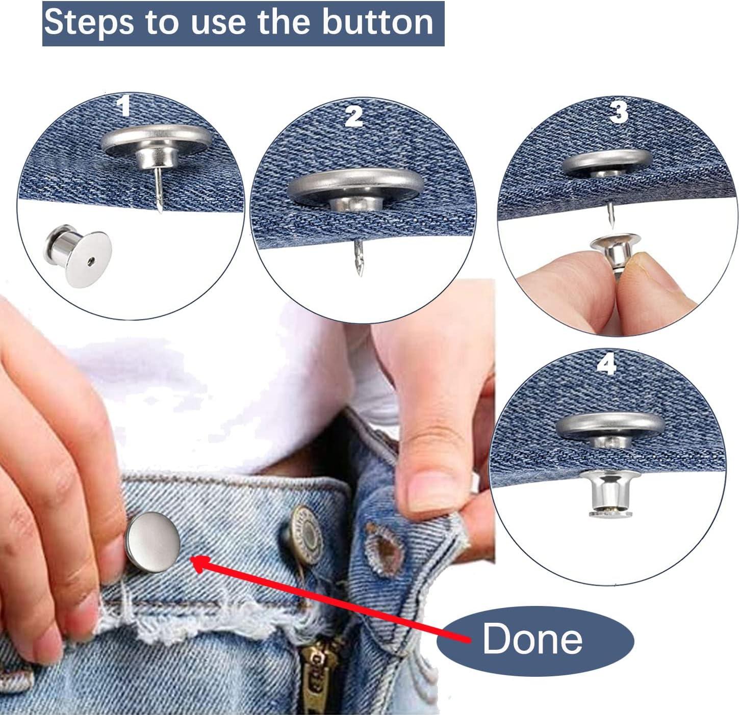 8pcs Jean Button No Sew Instant Button 17mm Detachable Reusable