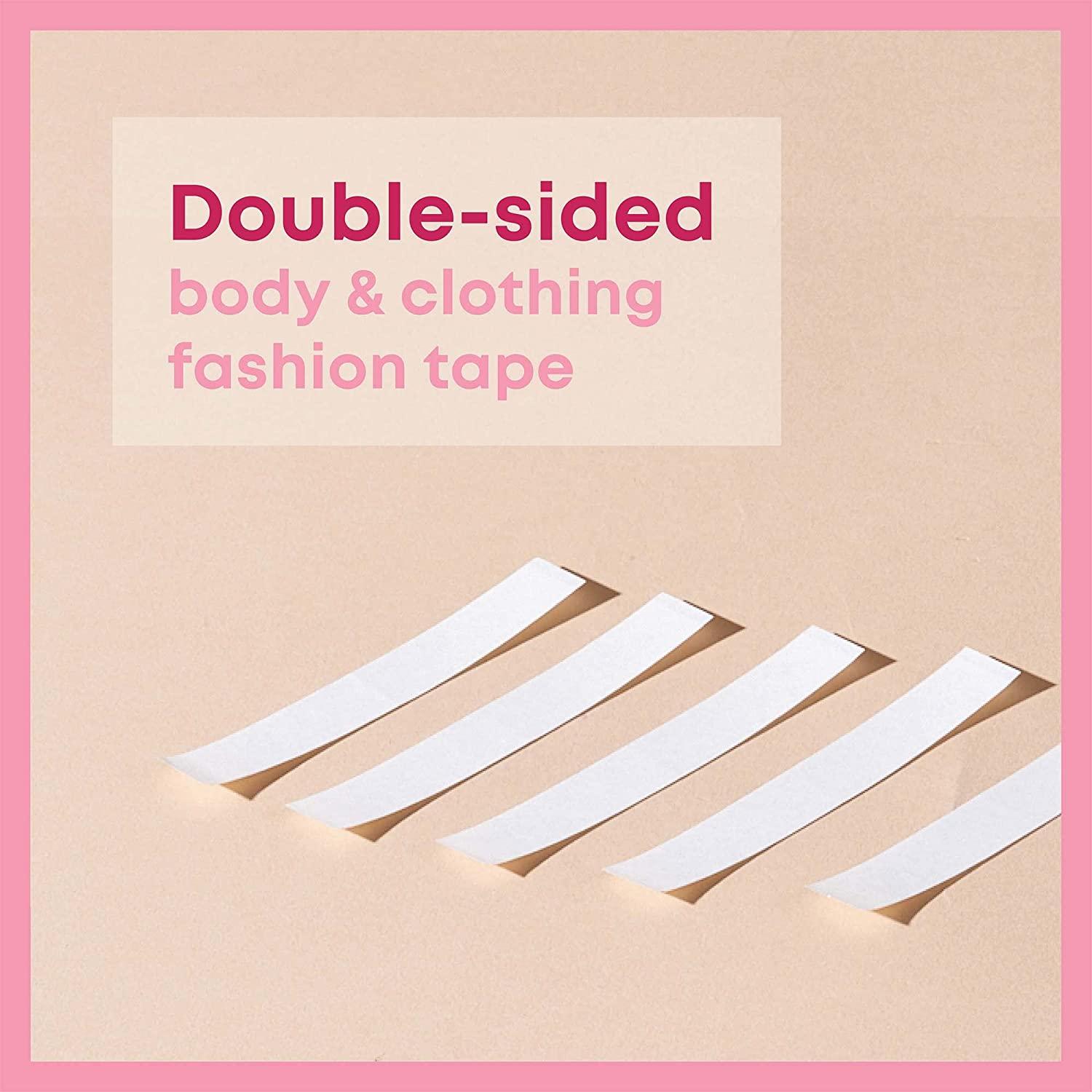 Double Sided Tape for Fashion, Clothing and Body (50 Strip Pack), Transparent Clear Color for All Skin Shades