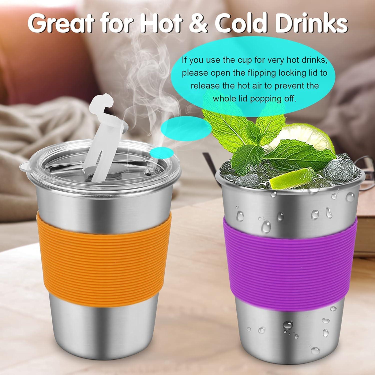  Spill Proof Cups for Kids, 6 Pack 12oz Stainless Steel Kids Cups  with Straws and Lids, Unbreakable Toddler Tumbler Baby Water Drinking  Glasses, Reusable Metal Smoothie Sippy Mug for Child Adult 