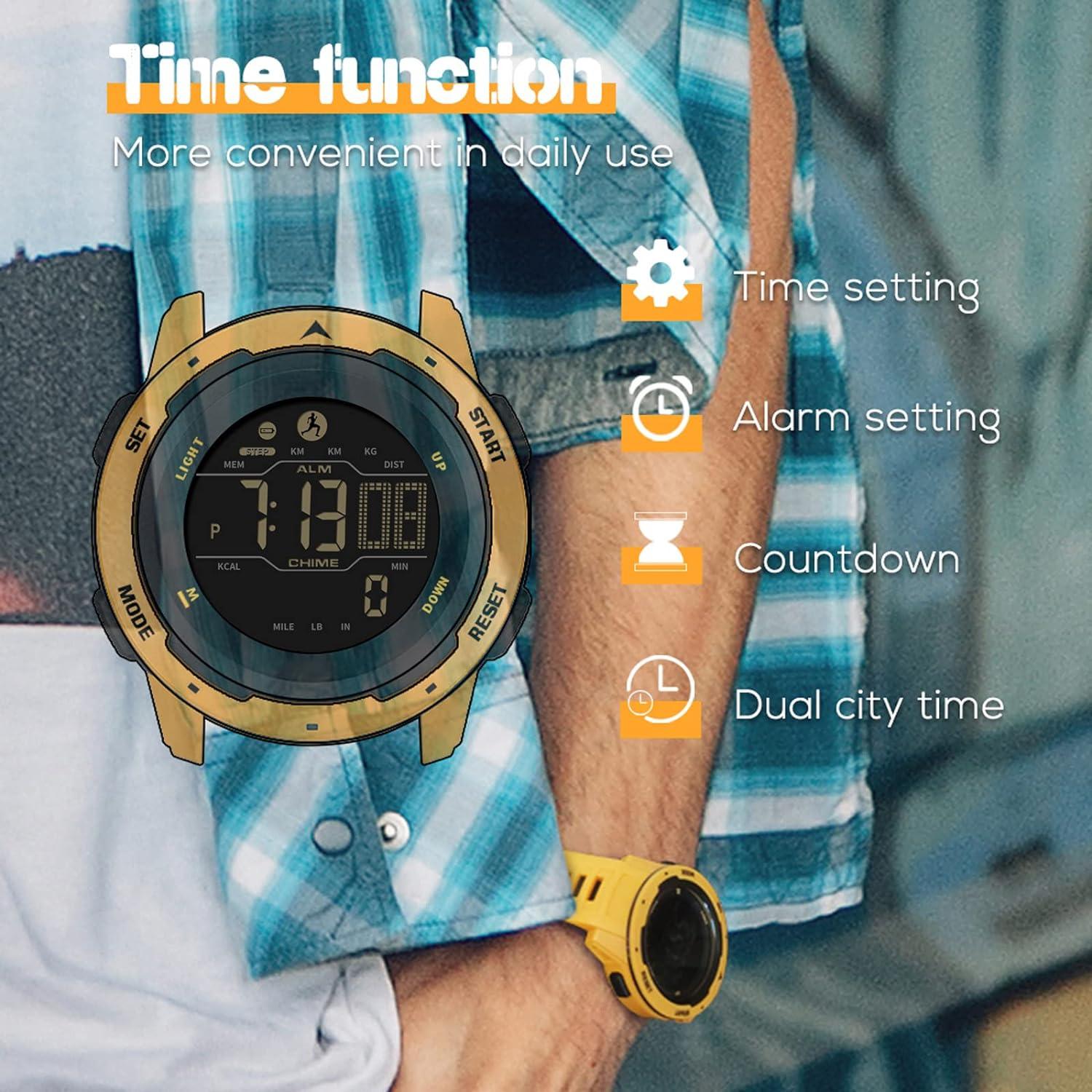 Men's Outdoor Sports Watch Large Dial Easy-to-Read Digital Watch  Multi-Functions LED Alarm Stopwatch Waterproof Wrist Watch for Men, Black,  Outdoor Sport : Amazon.in: Fashion