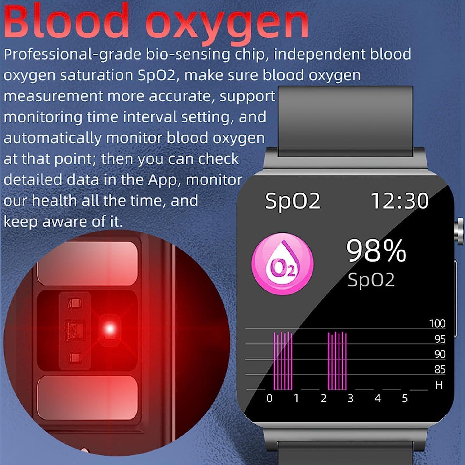 Blood Sugar Monitor Watch,non-invasive Diabetic Watch Glucose Monitor  Pressure Heart Rate Body Temperature Sports Smart Watch With Blood Pressure  Bloo