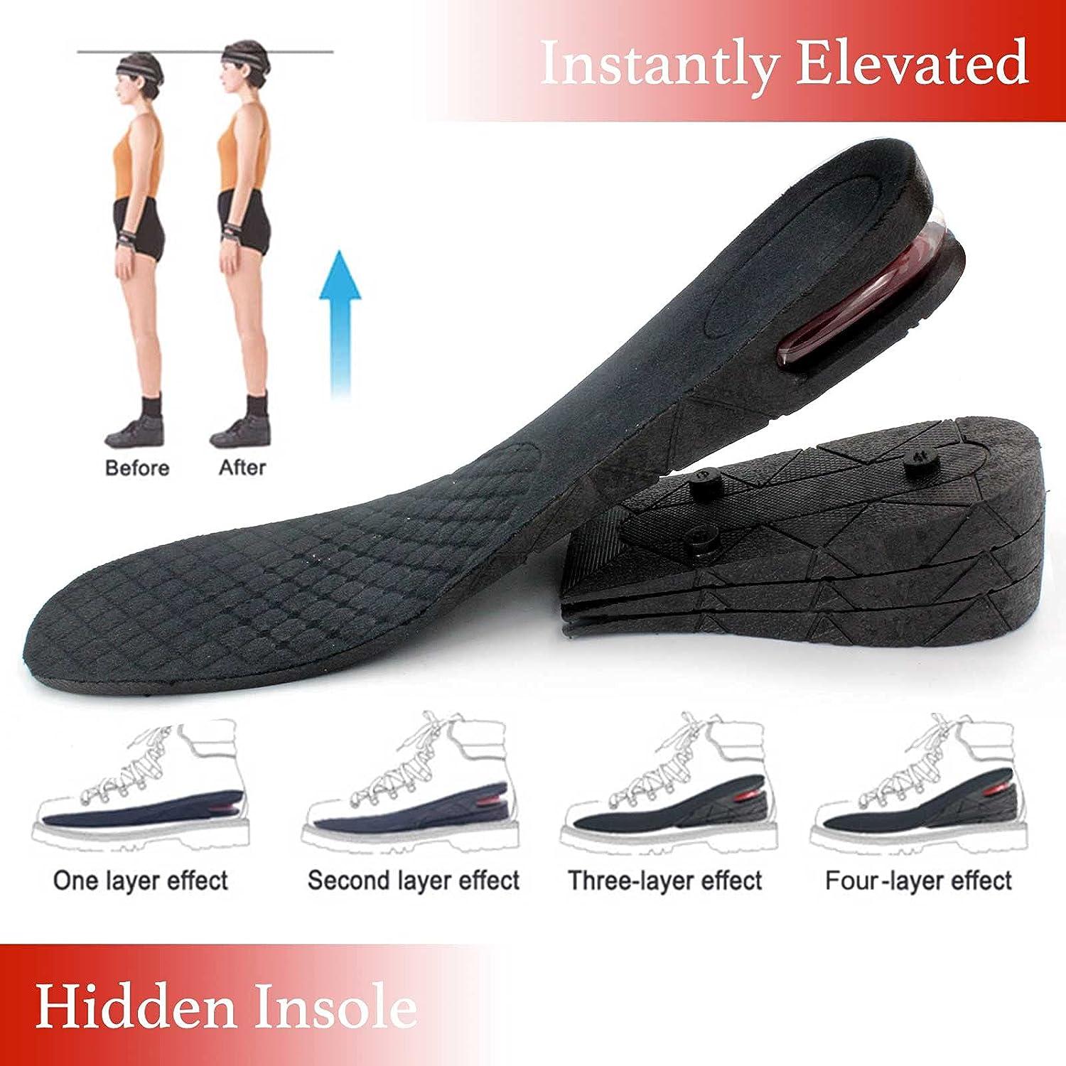Height Increase Insoles 4-Layer 1.2 to 2.95 Variable Height Increase Shoe  Lifts Air Cushion Taller Sole Lift Heel Lift Shoe Height Inserts for Men  and Women 4 layers