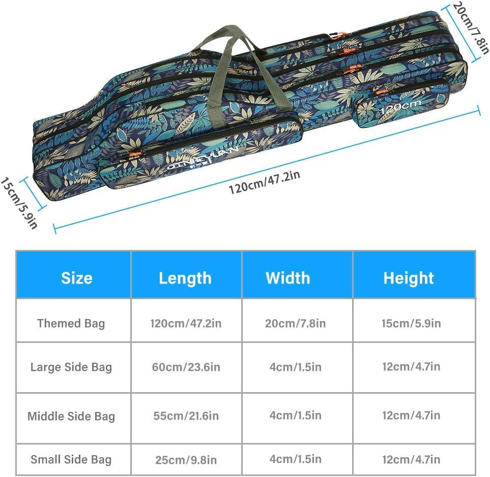 BicycleStore Fishing Rod Case Three Layers Folding Fishing Pole Storage  Bags Portable Gear Rods Reel Tackle Tool Gears Organizer Waterproof  Camouflage Travel Carry Bag Carrier for Traveling(47inch ) 47inch Blue