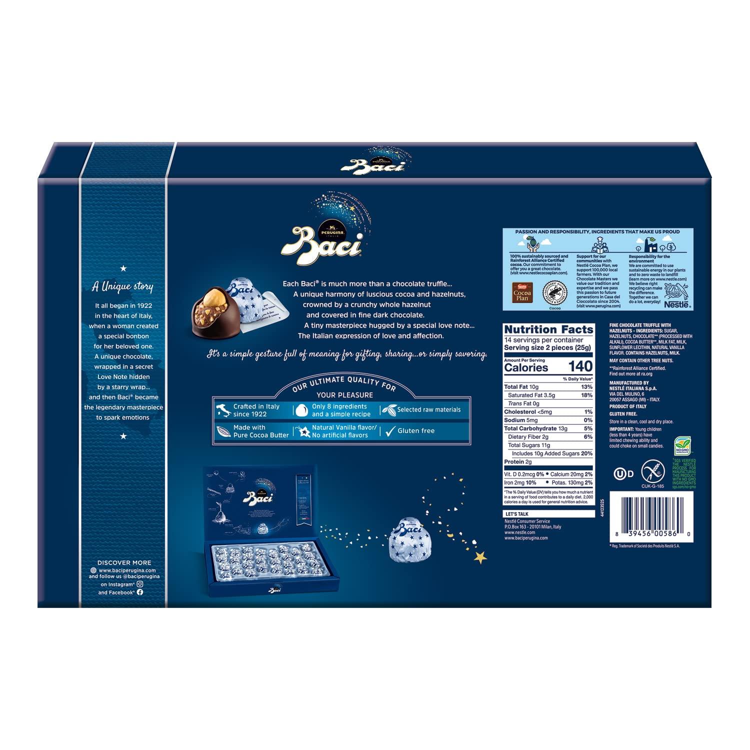 Baci Classic Dark Chocolate Hazelnut 28-Pc Truffle Box, 12.35 Oz, (Pack of  1)