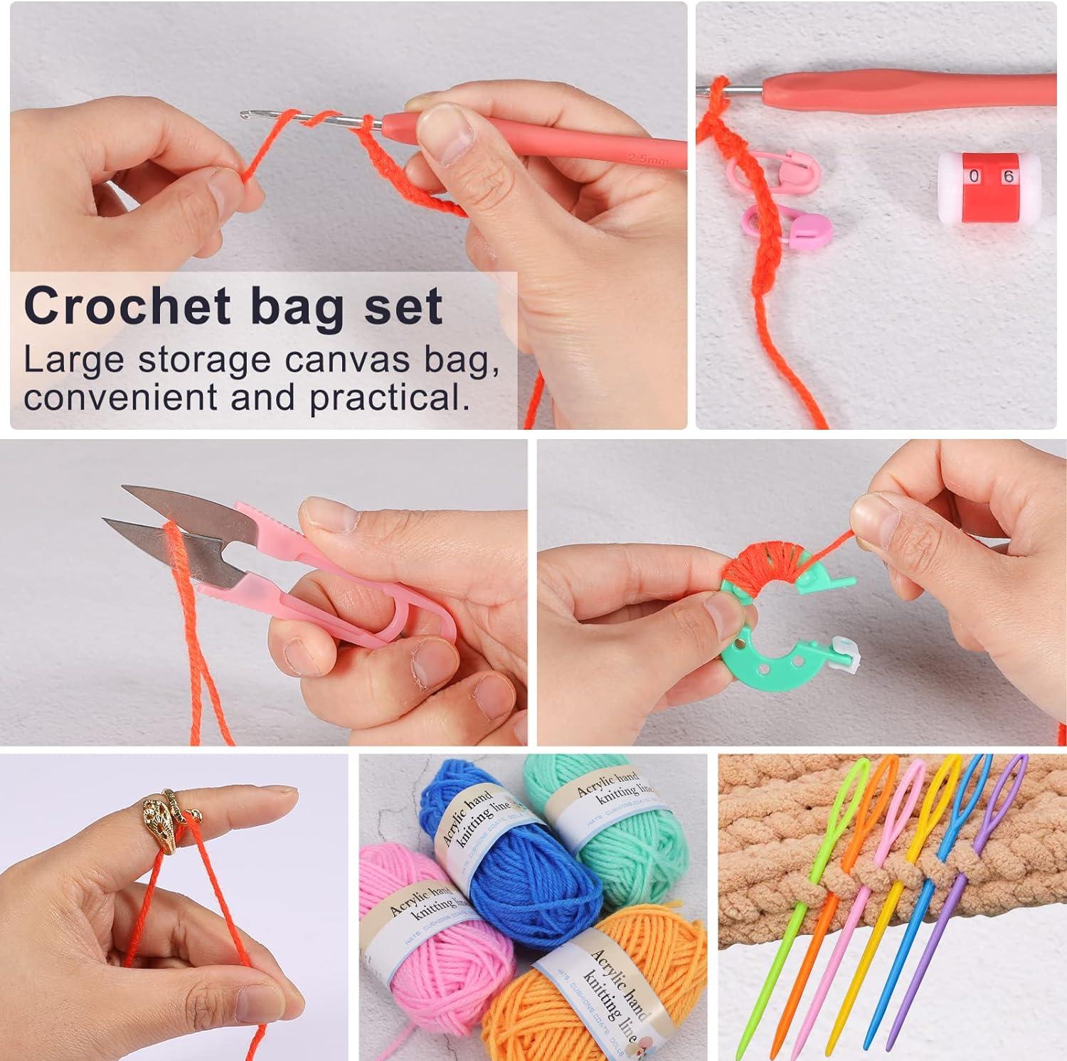 XSEINO Crochet Kit with Crochet Hooks Yarn Set - Premium Bundle Includes 12  Colors Crochet Yarn Balls