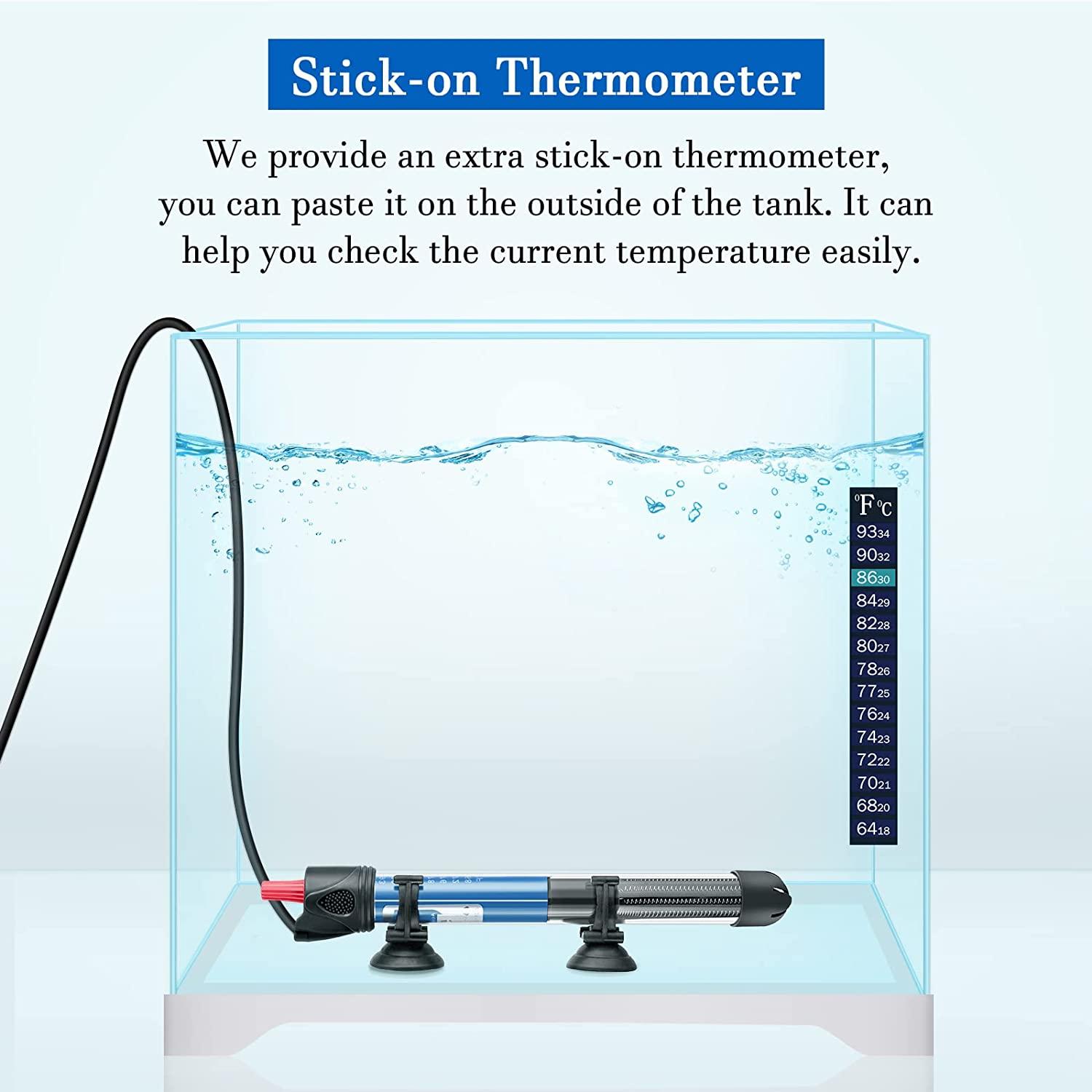 Hitop 50W/100W/300W Adjustable Aquarium Heater, Submersible Glass