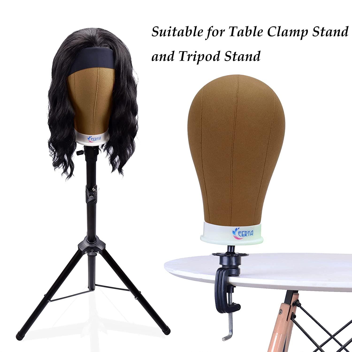 EERYA 23 Inch Wig Head Stand with Mannequin Head, Wig Stand Tripod With  Head, Canvas Wig Head, Manikin Head Tripod Stand Set for Wigs Making  Styling