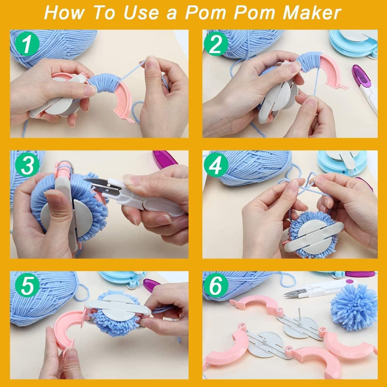 Pompom Makers 4 Sizes Pom Pom Machine Tool Set for DIY Wool Yarn