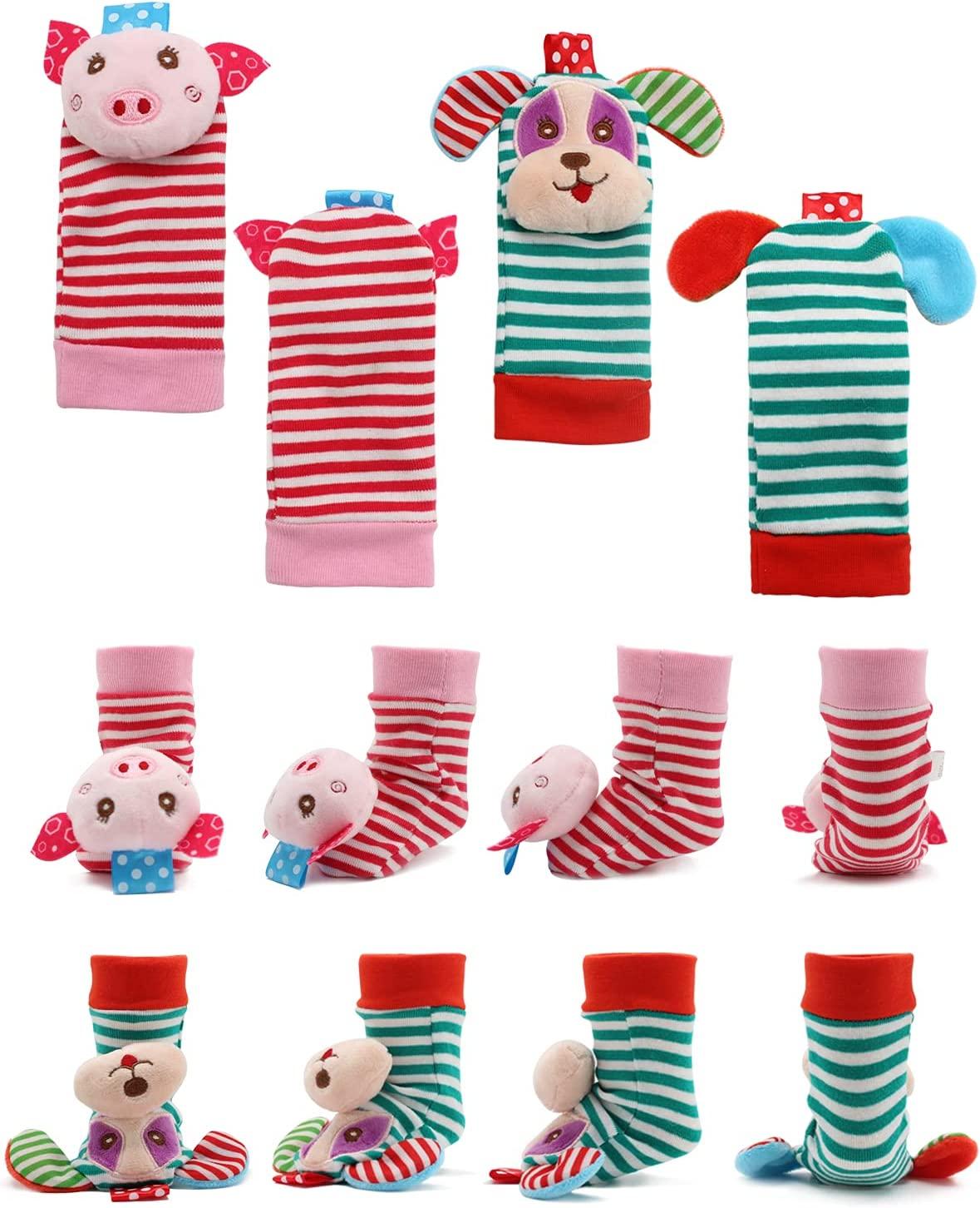 7 PCS Baby Rattle Toy Set, Wrist Rattles Foot Finder Rattle Sock