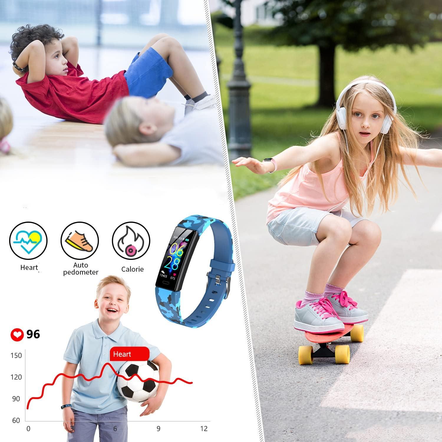 Kids Fitness Tracker, Fitness Watch Activity Tracker with Pedometers, Heart  Rate & Sleep Monitor, Stopwatch, IP68 Waterproof, 11 Sport Modes for Kids