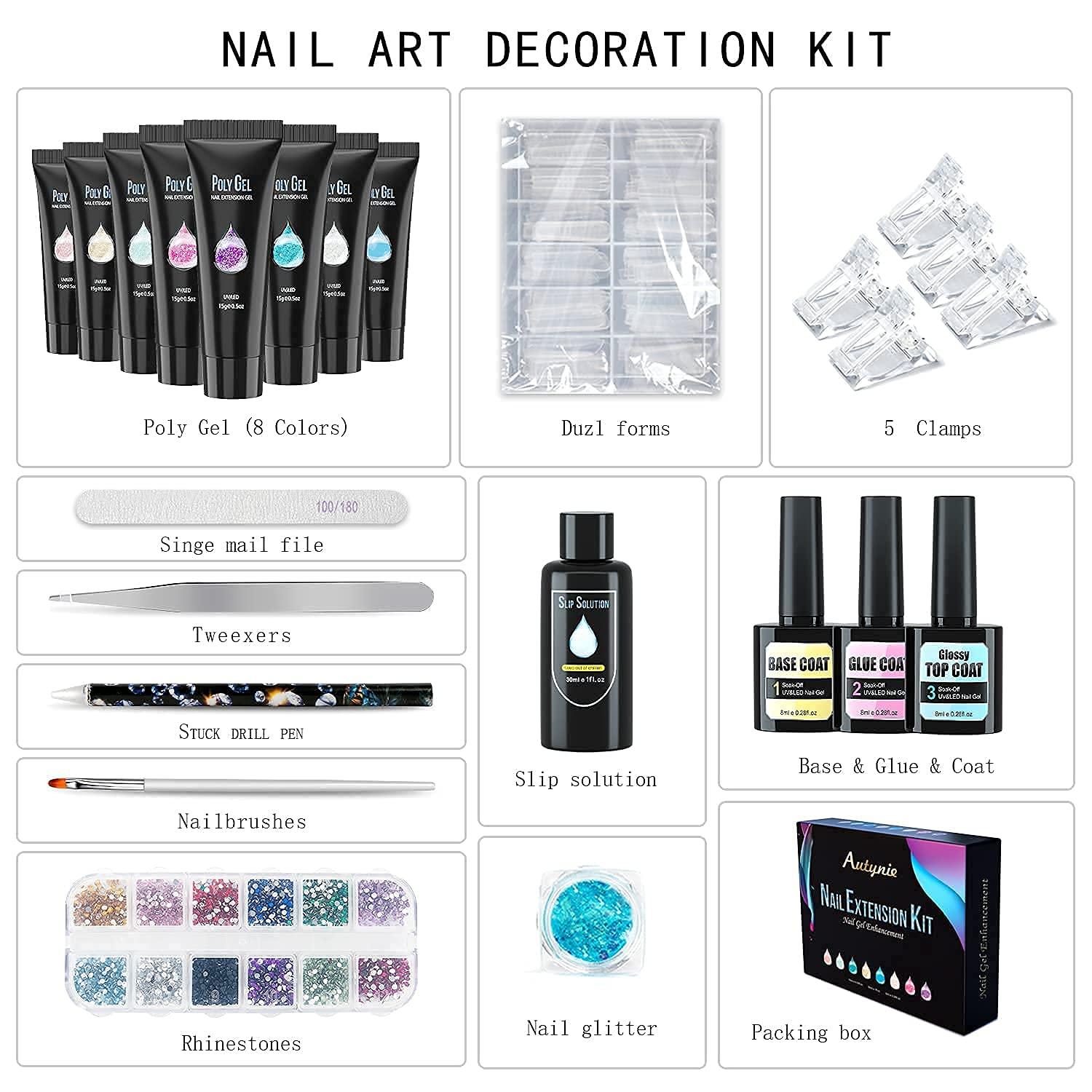 Polygel Nail Kit with LED Lamp and Glitter Color Kit – Astound Beauty