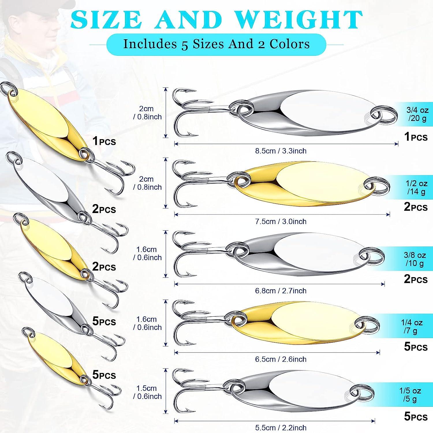 Elesunory 30 Pieces Fishing Spoons, 5 Sizes Treble Hooks Fishing Spoons  Lures, Spoon Lures for Huge Distance Cast Saltwater Freshwater Fishing in  3/4 oz 1/2 oz 3/8 oz 1/4 oz 1/5 oz - Yahoo Shopping